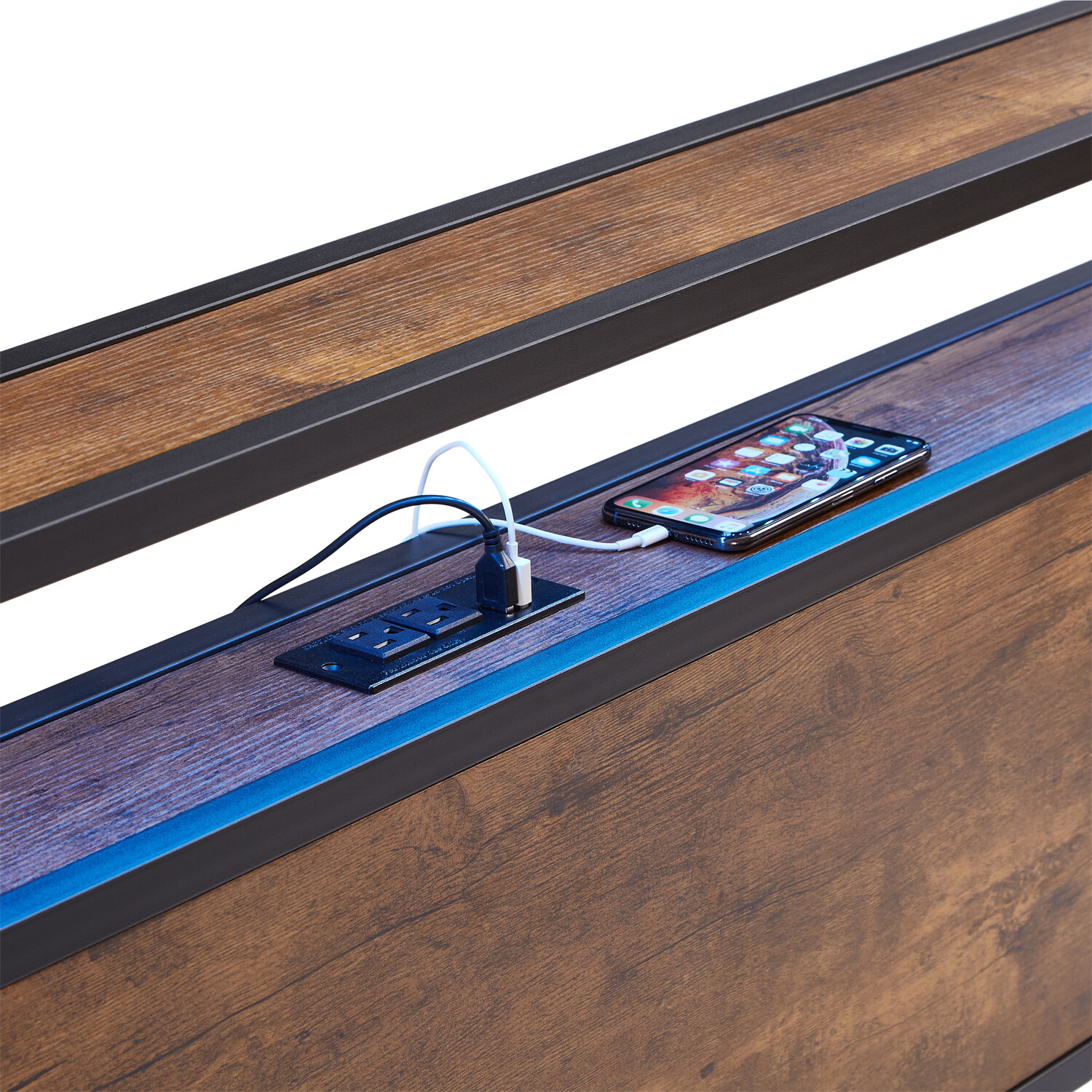 Full/Queen/King Size Bed Frame Metal Platform Bed with Charging Station US