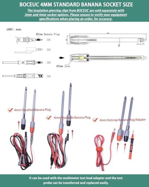 Heavy Duty Wire Piercing Probe Insulation Piercing 4mm Plug(Extended Edition)