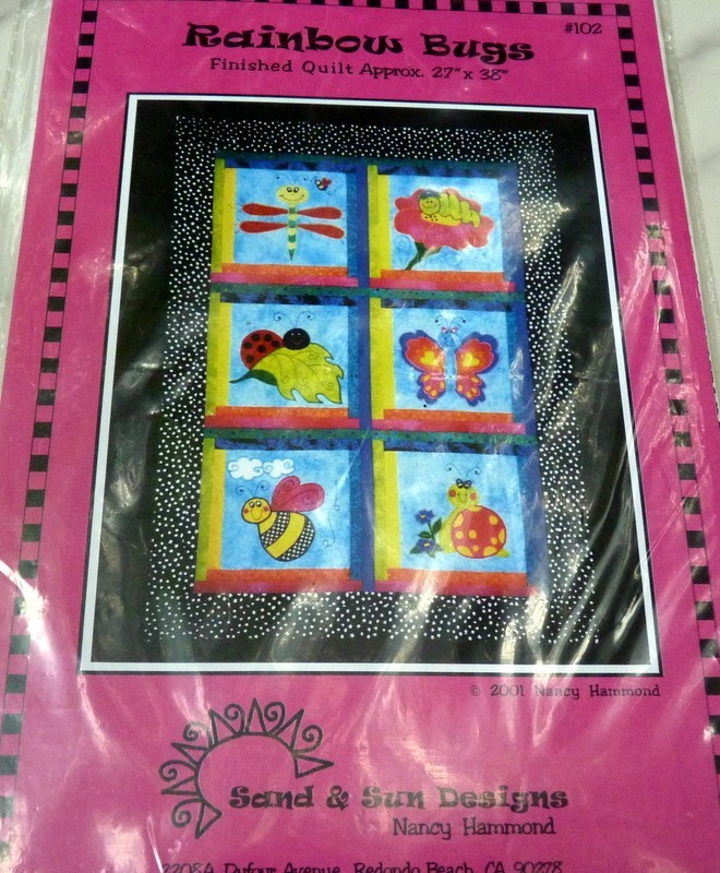 *VTG "RAINBOW BUGS " 27" x 38" QUILT Sand & Sun Sewing Pattern Uncut