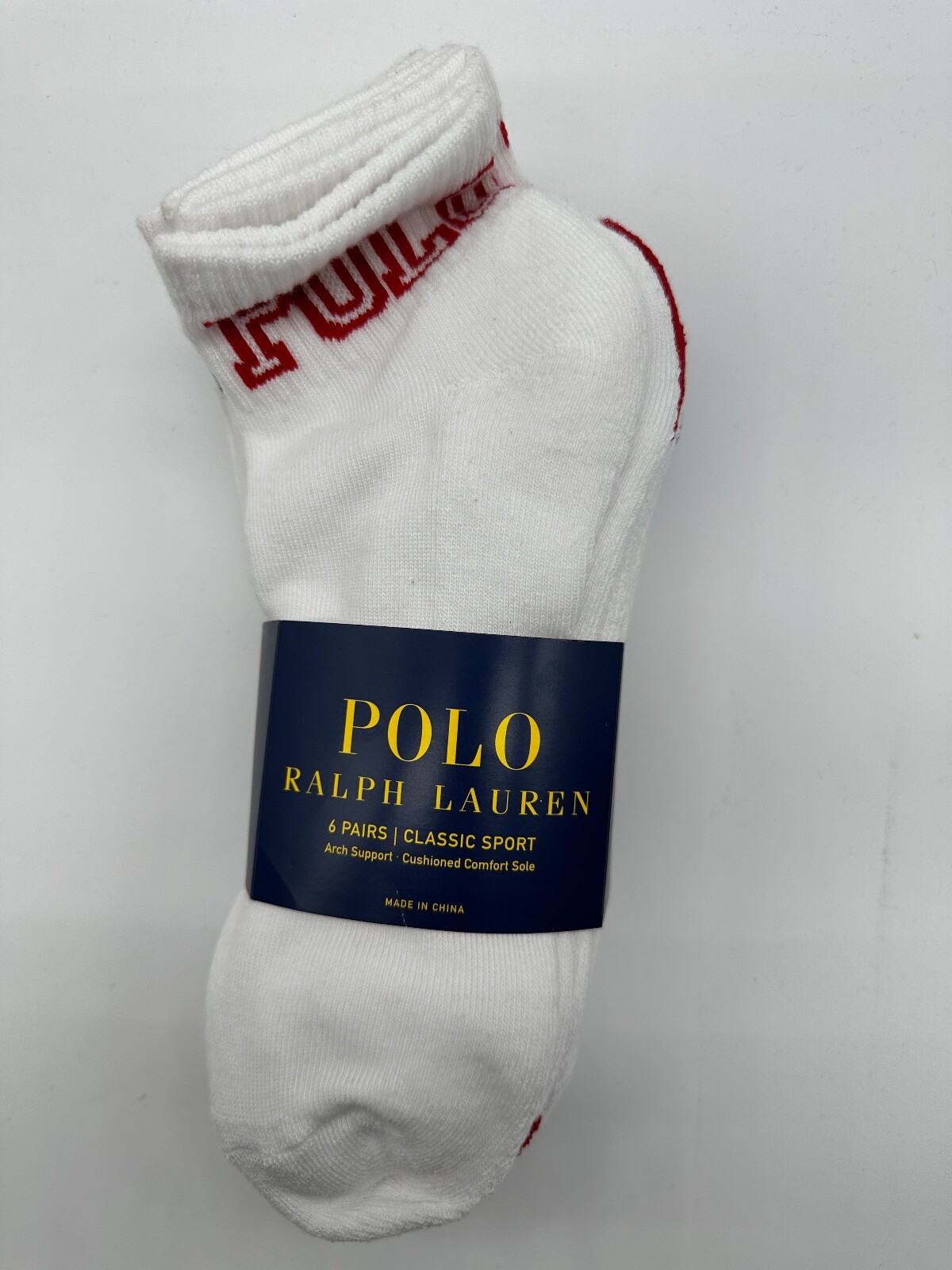 NEW 6 PAIRS MENS POLO RALPH LAUREN ANKLE CUT SOCKS CLASSIC SPORT 10-13 BLK/ WH