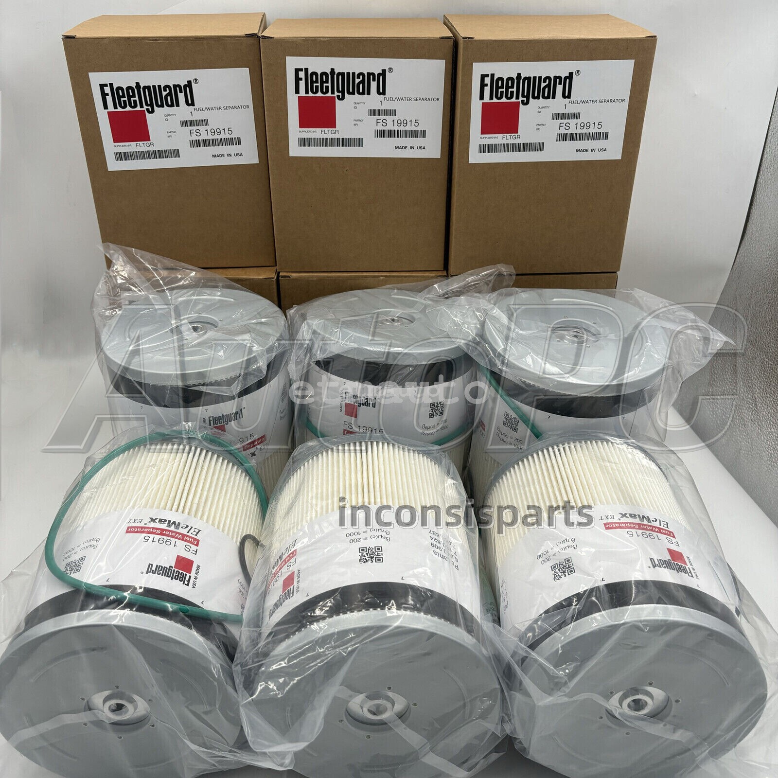 6PCS Fleetguard FS19915 L9915F Fuel Filter Cummins with Water Separator Elemax