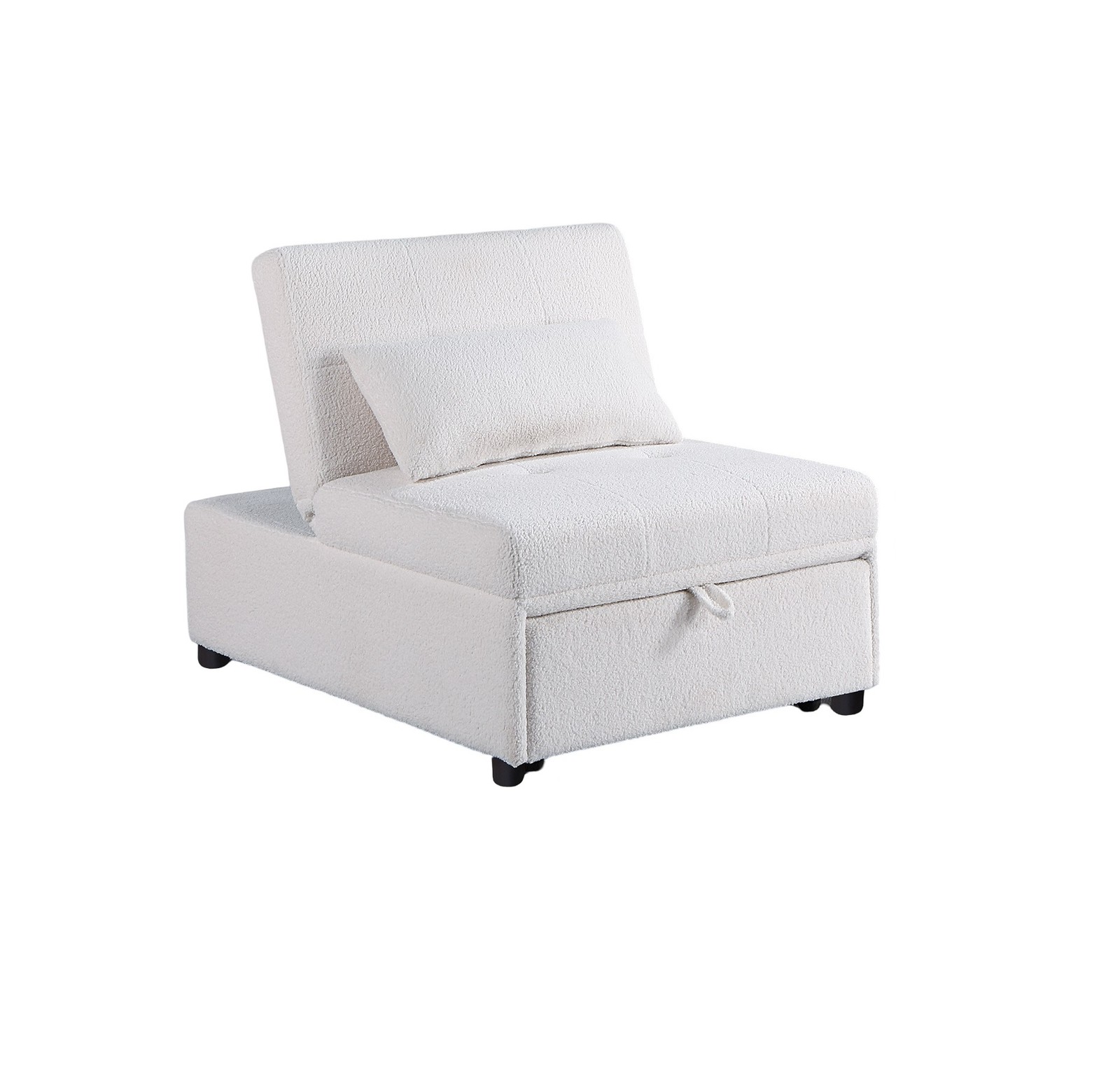 Contemporary White Color Sleeper Sofa Chair Pillow Plush Tufted Seat 1pc Convert