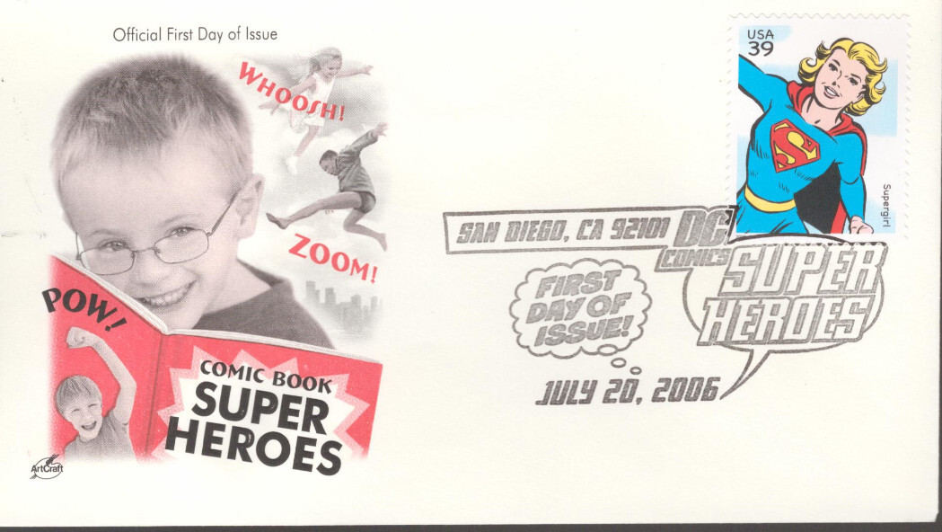 2006 First Day of Issue - DC Comic Heros - Supergirl - Art Craft Cachet