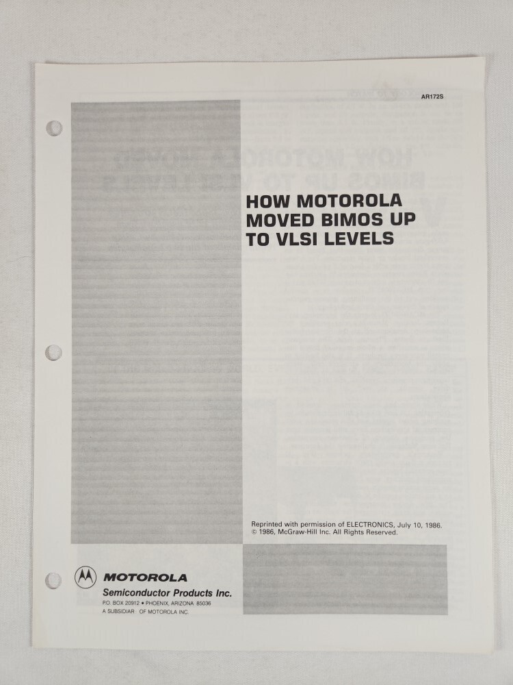 Motorola Semiconductors How Motorola Moved Bimos Up To VLSI Levels 1986 Reprint