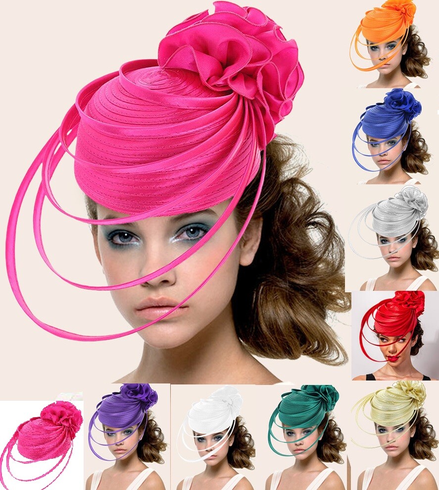Bucket Bow Ribbon Kentucky Derby Wedding Hat Church Wide Brim Dressy Cocktail