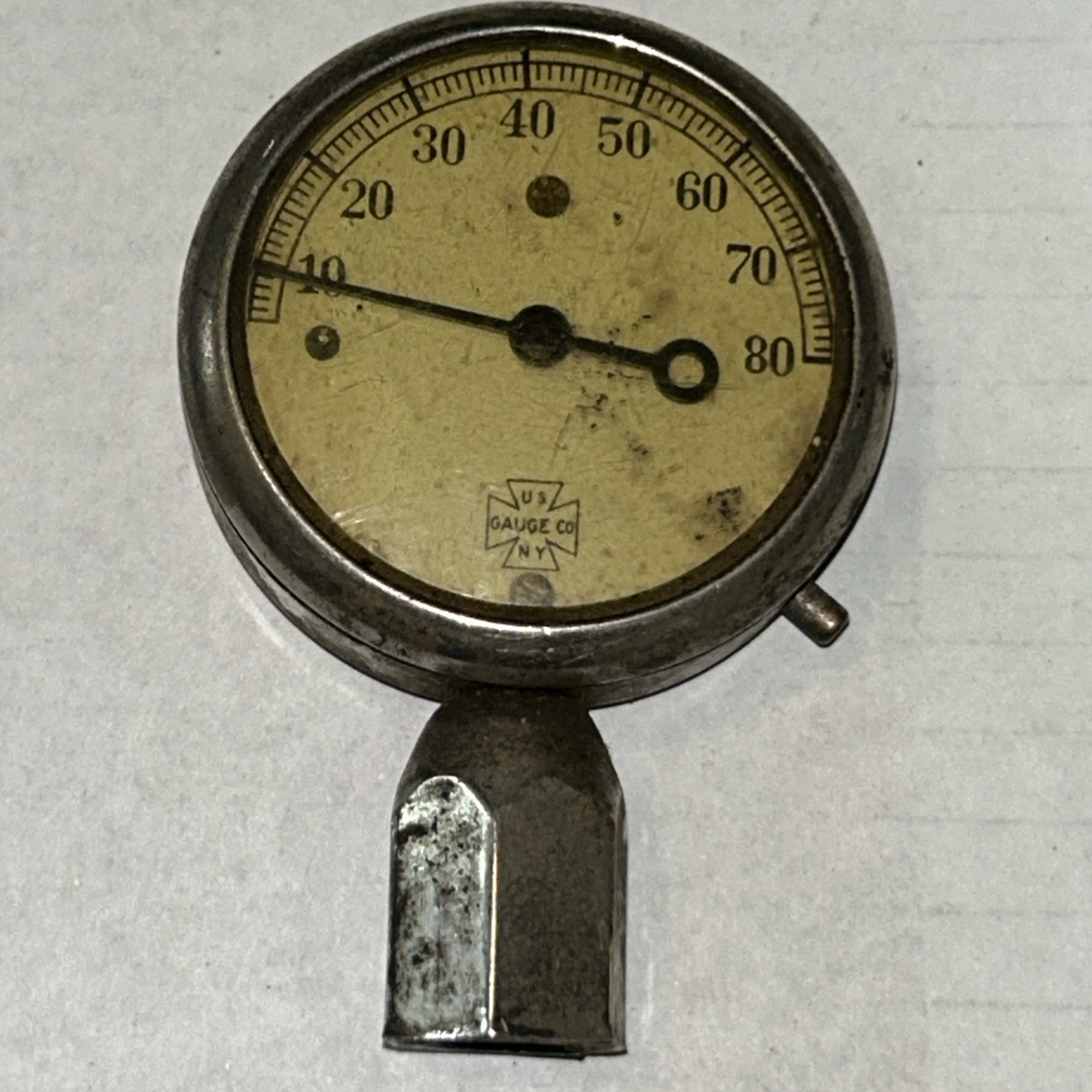 Vintage US Gauge Co NY 80 lbs Pressure Gauge  Made in USA.