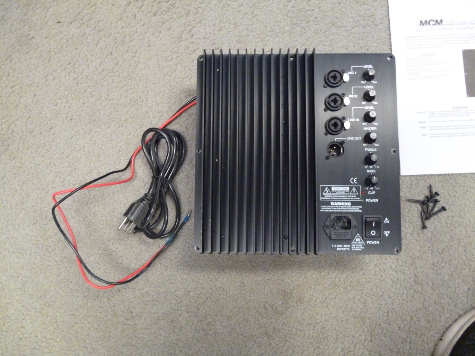 MCM 250 Watt PA/Mixer Plate Amplifier