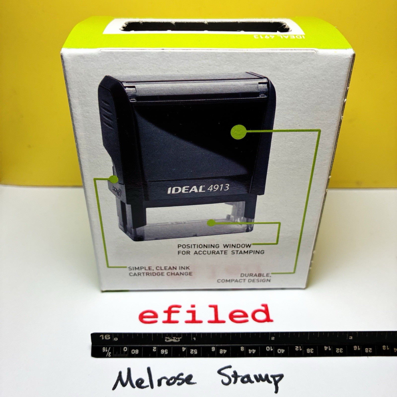 Efiled Rubber Stamp Red Ink Self Inking Ideal 4913 E-filed