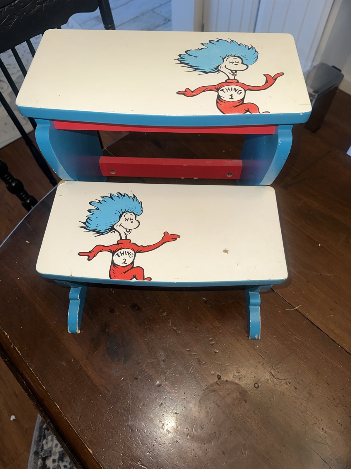 Vtg. Thing 1 Thing 2 Children’s Step Stool Used Good Condition See Photos