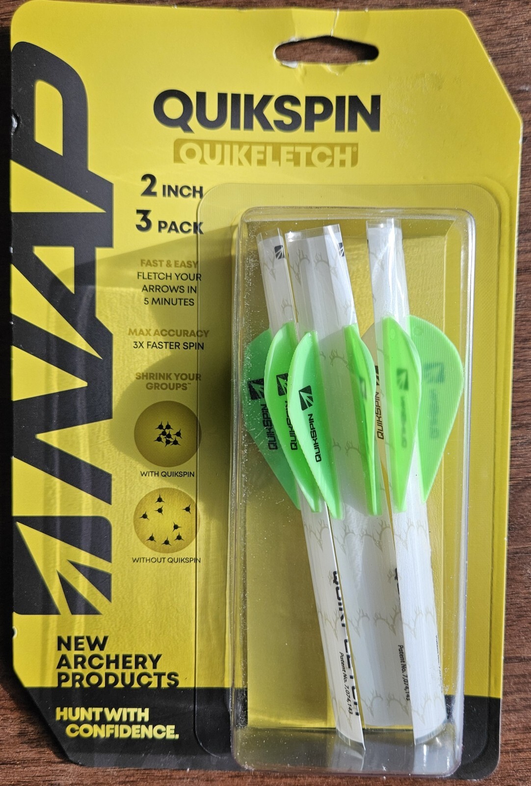 NAP QuikSpin Quikfletch 2" White Tube 3 Pack Green