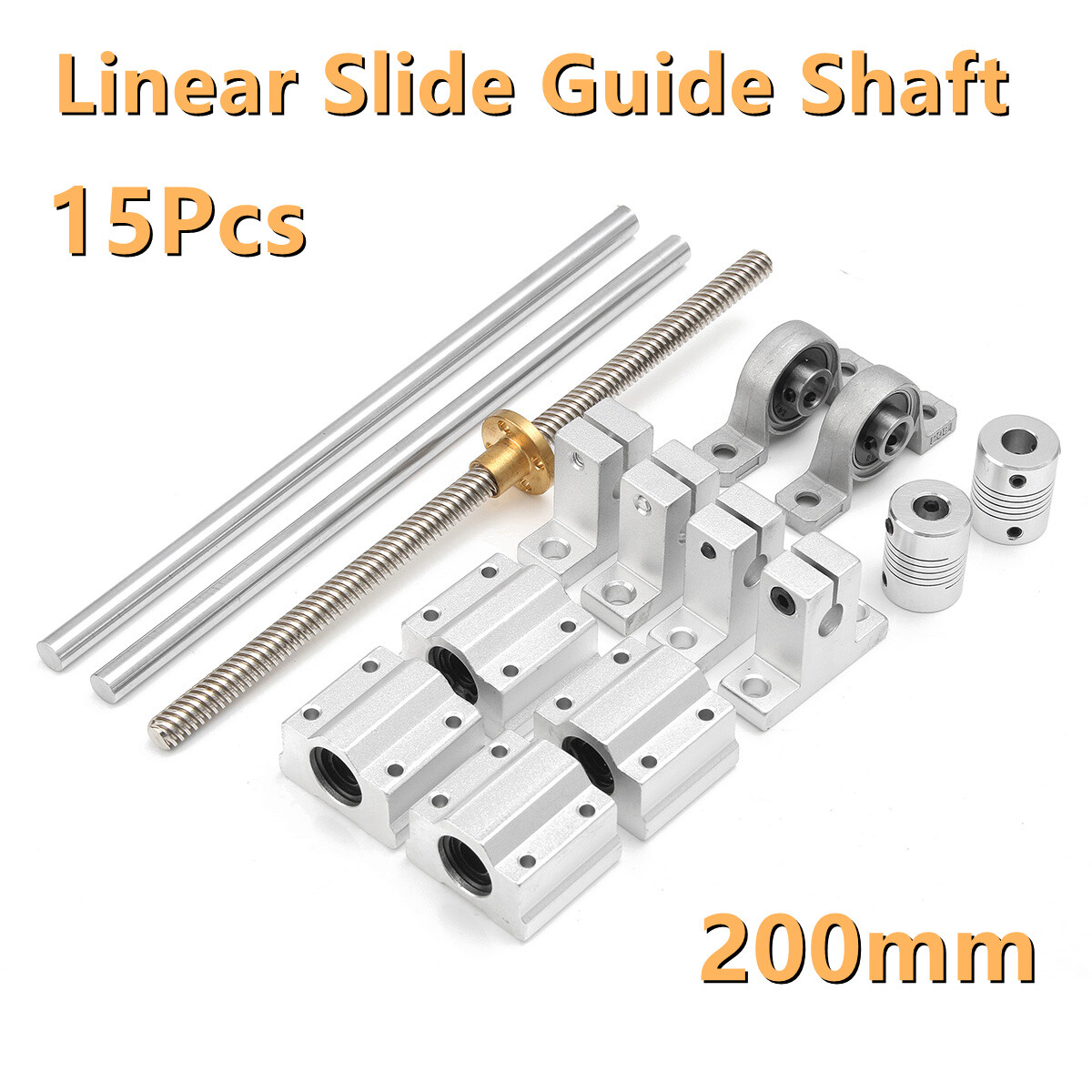 8" Linear Slide Rail Guide Shaft Rod SC8UU Block Bearing Coupling Support Kit