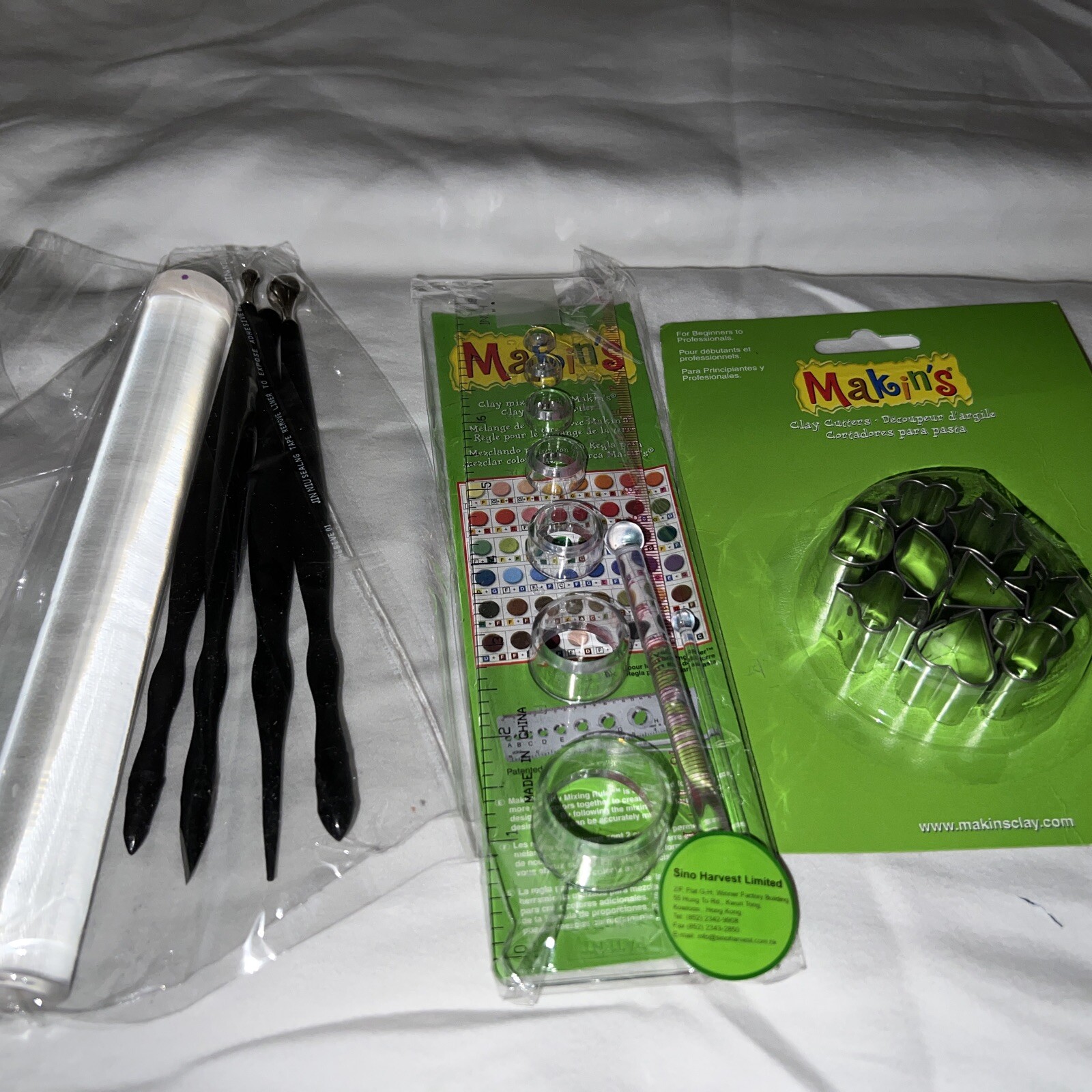 NEW Makin’s Clay Lot- Mixing Ruler, Clay Cutters Heart stars, tools