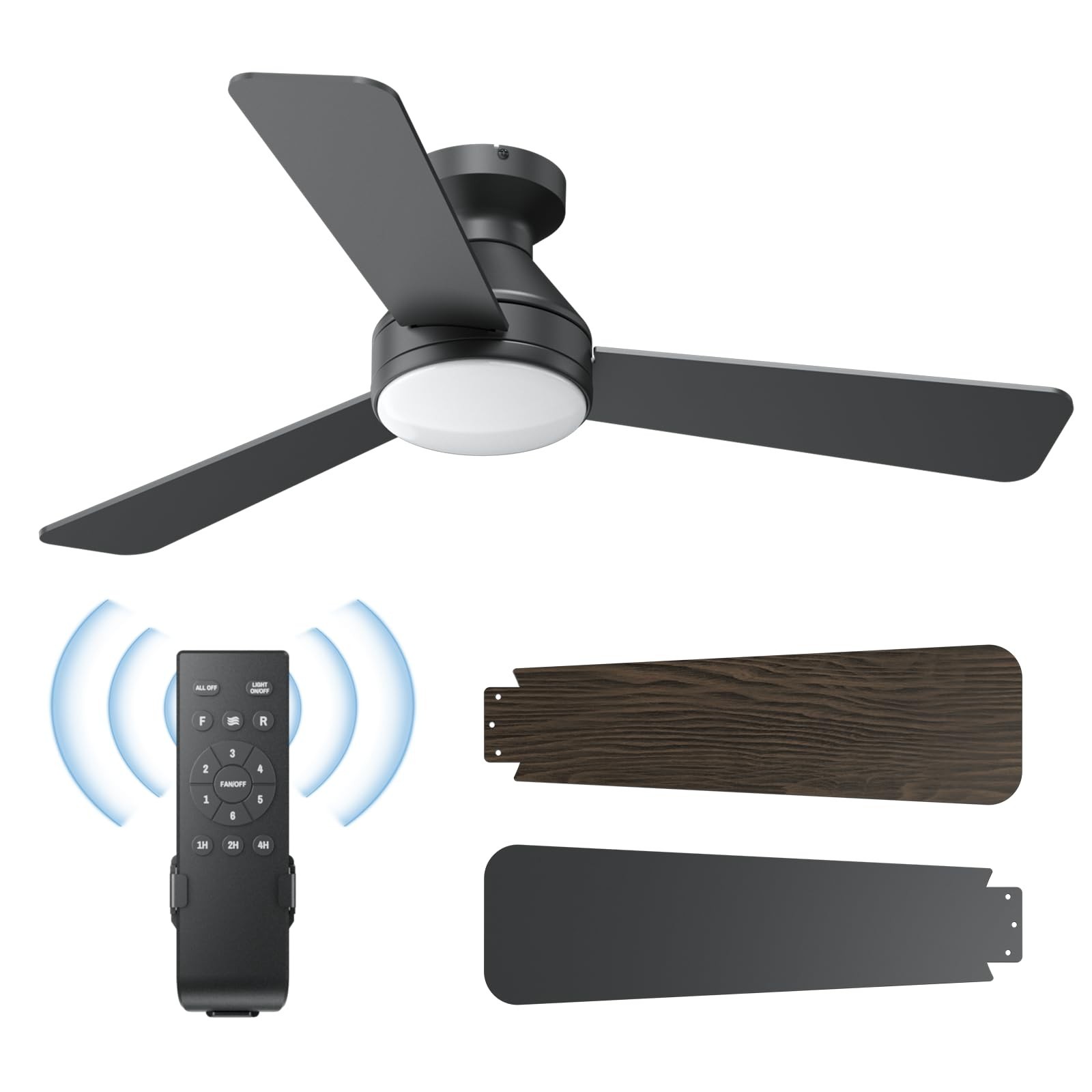 Ceiling Fans with Lights, 42 Inch Ceiling Fan with Light And Remote, 3CCT Flu...