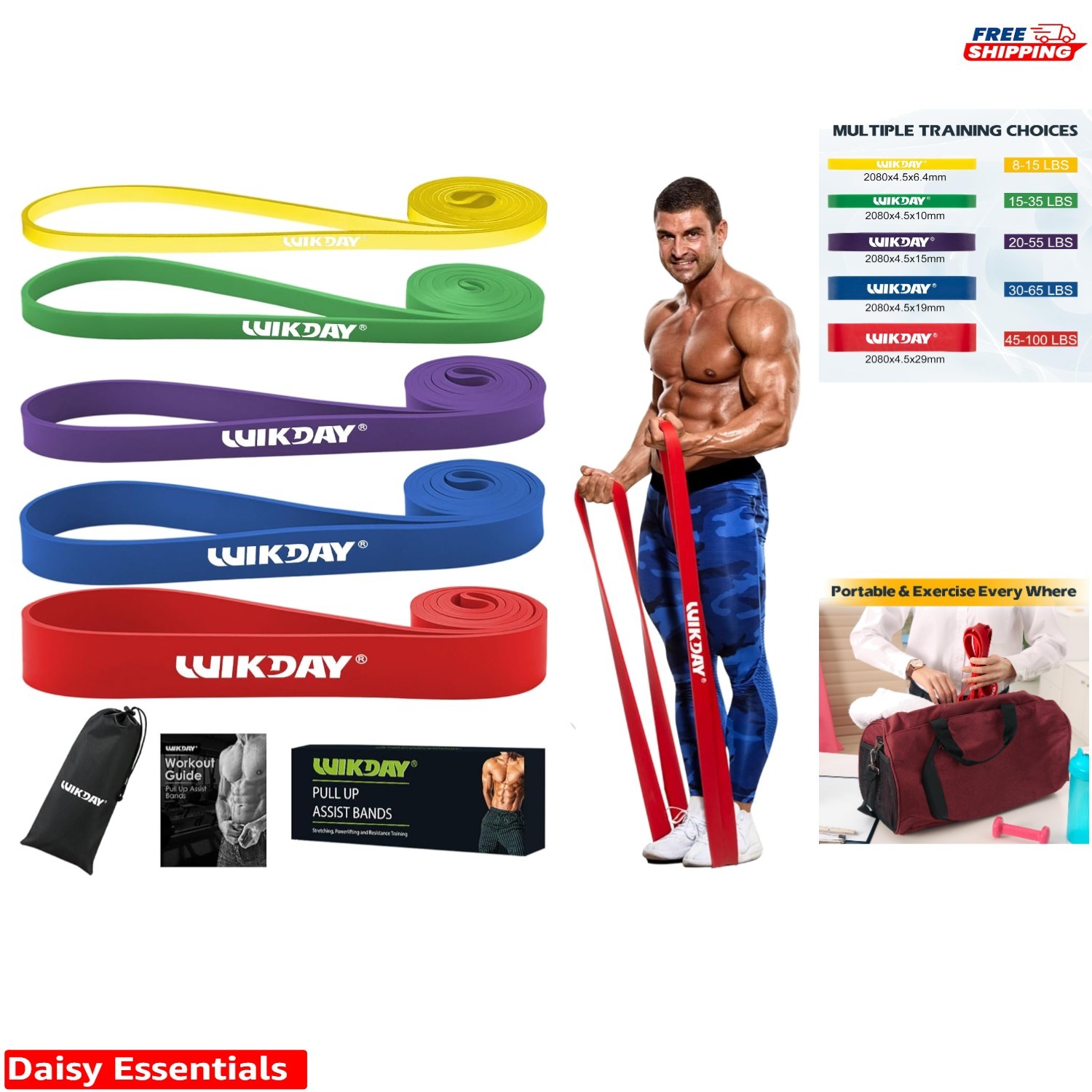Non-Slip Resistance Bands Set with 5 Levels for Fitness & Physical Therapy