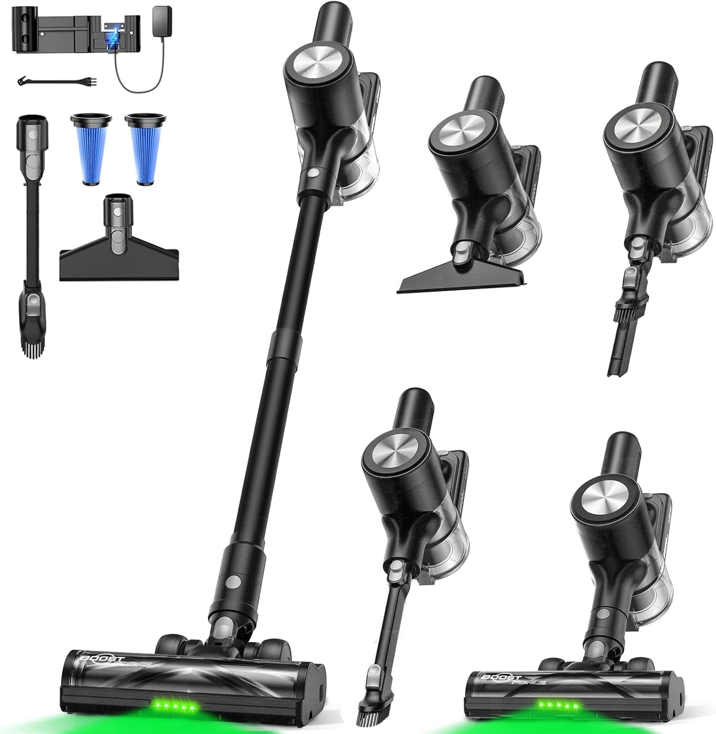 Cordless Vacuum Cleaner, 55Kpa/55 Mins Vacuum Cleaners for Home, Self-Standing S