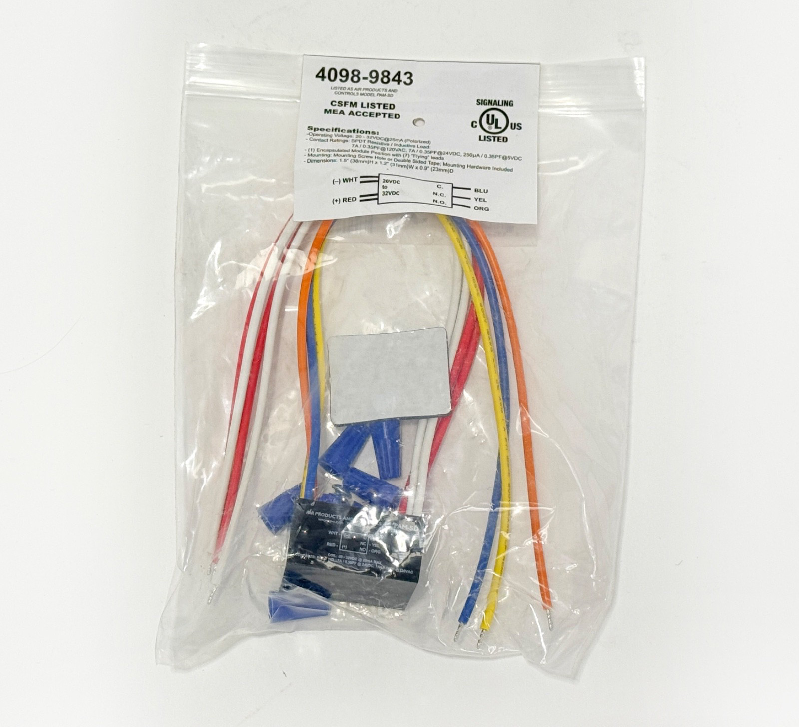 NEW SIMPLEX 4098-9843 Epoxy Remote Relay PAM-SD Fire Alarm Control 24VDC 18AWG