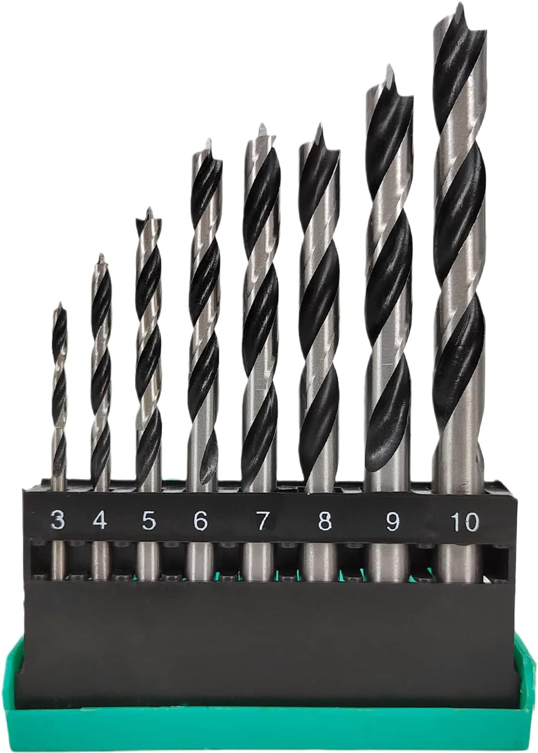 8-Piece Metric Brad Point Wood Drill Bit Set - High Carbon Steel Twist Drill