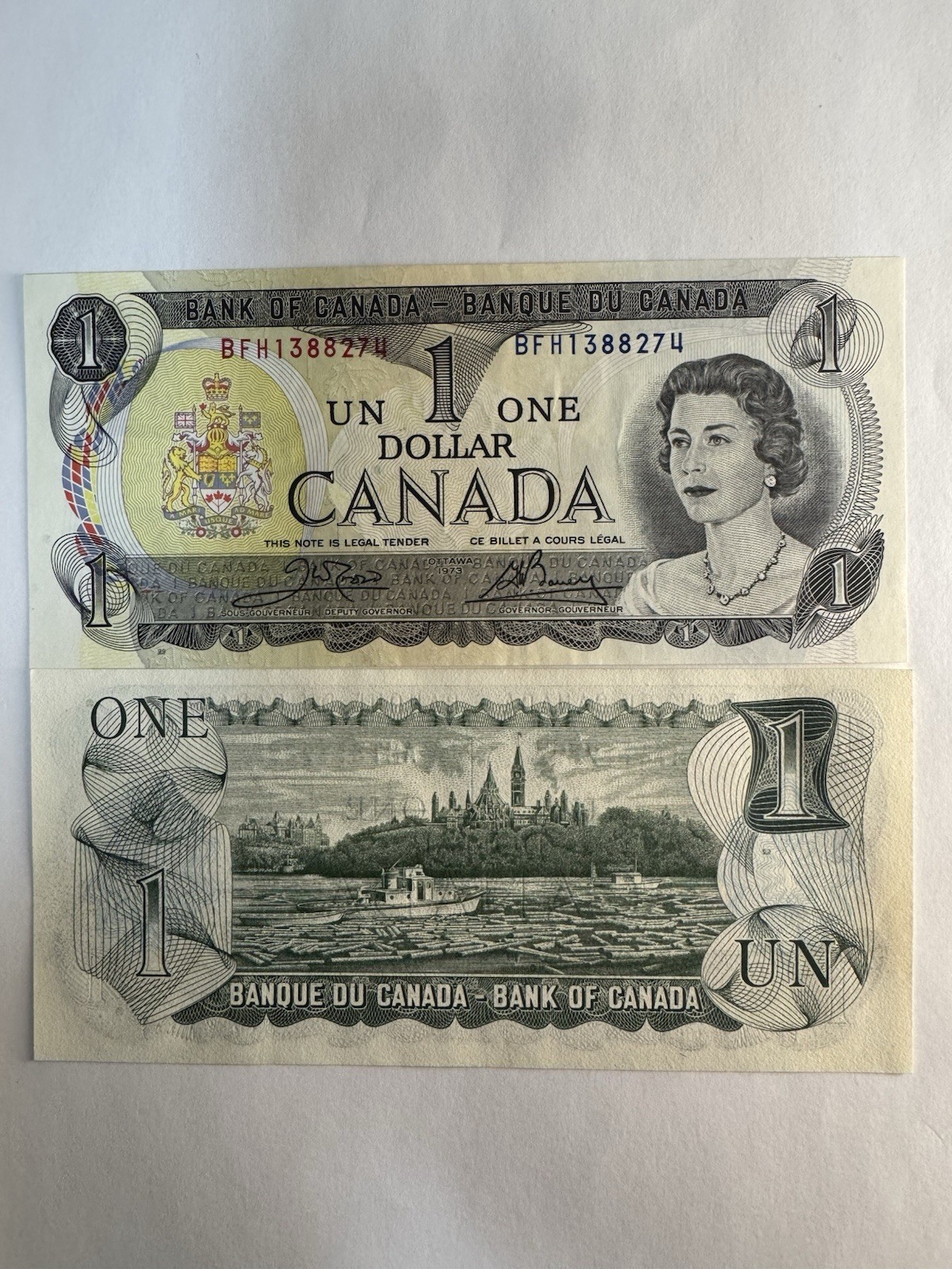 World Paper Money-Canada-1 Dollar-Crow-Bouey-1973-UNC