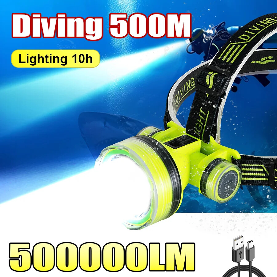 Professional Diving LED Headlamp Headlight Diver Spearfishing Head Flashlight