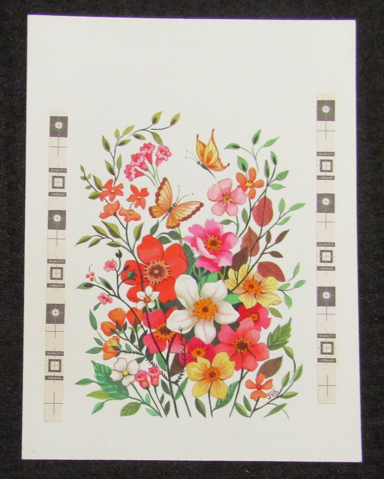 A VERY HAPPY BIRTHDAY TO YOU Flowers & Butterfly 7x9" Greeting Card Art #B8816