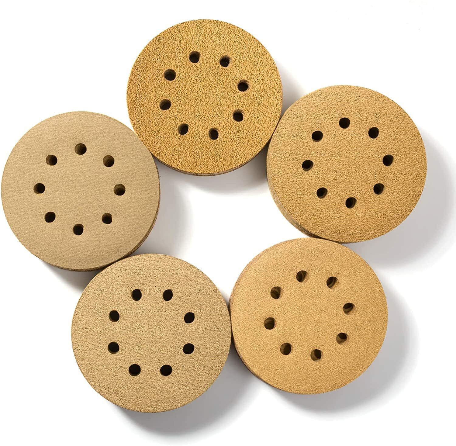 100PCS 5inch Sanding Discs 60-220 Grit Hook Loop 8-Hole Orbital Sander Paper Pad