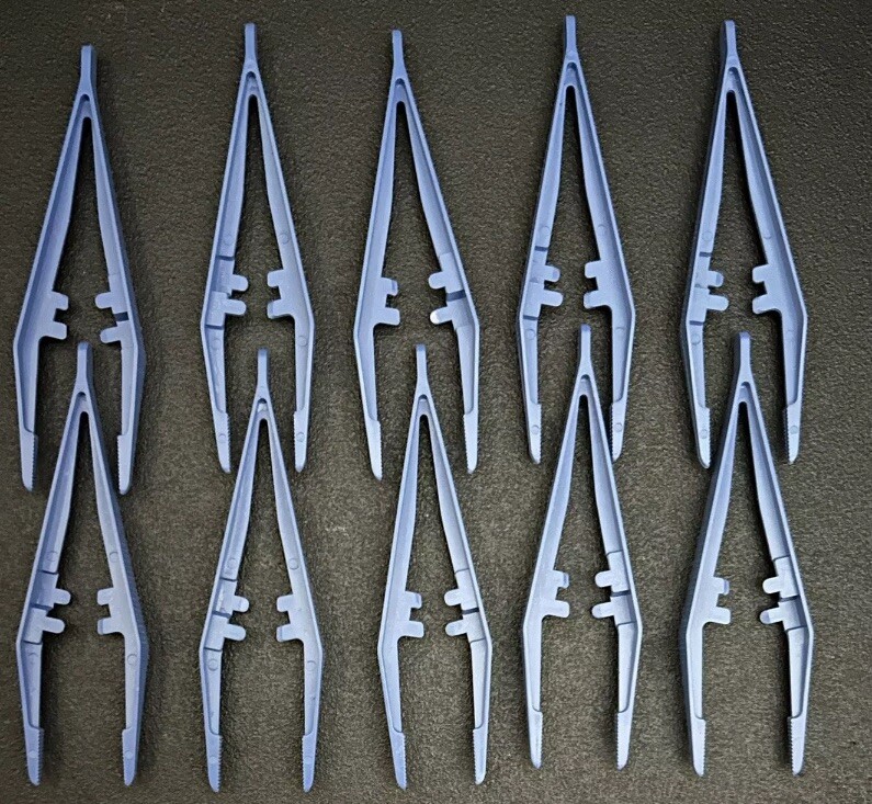 10X  Plastic Tweezers for Fishing Forceps Jewelry Watch Battery Tool Blue
