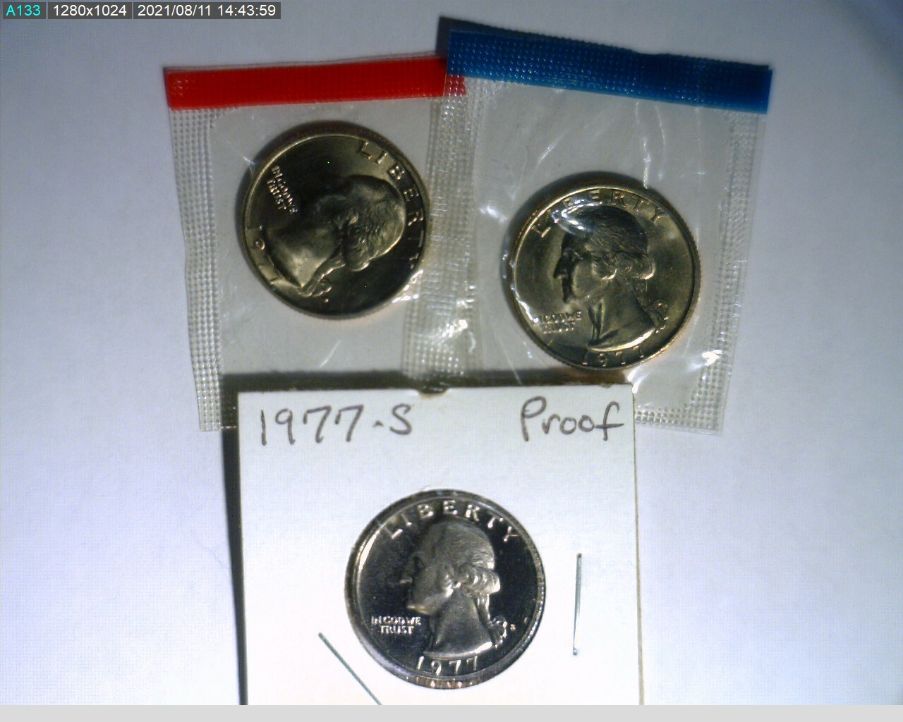 1977 PDS Washington Quarters Unc in mint cello and Proof