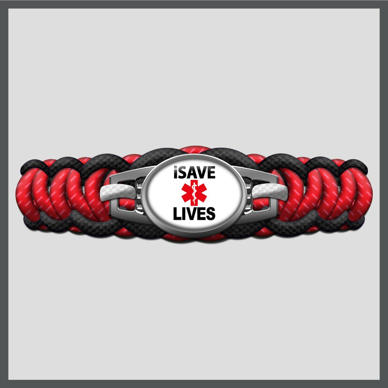 Medical Worker Front Line I Save Lives Black Custom Paracord Charm Bracelet