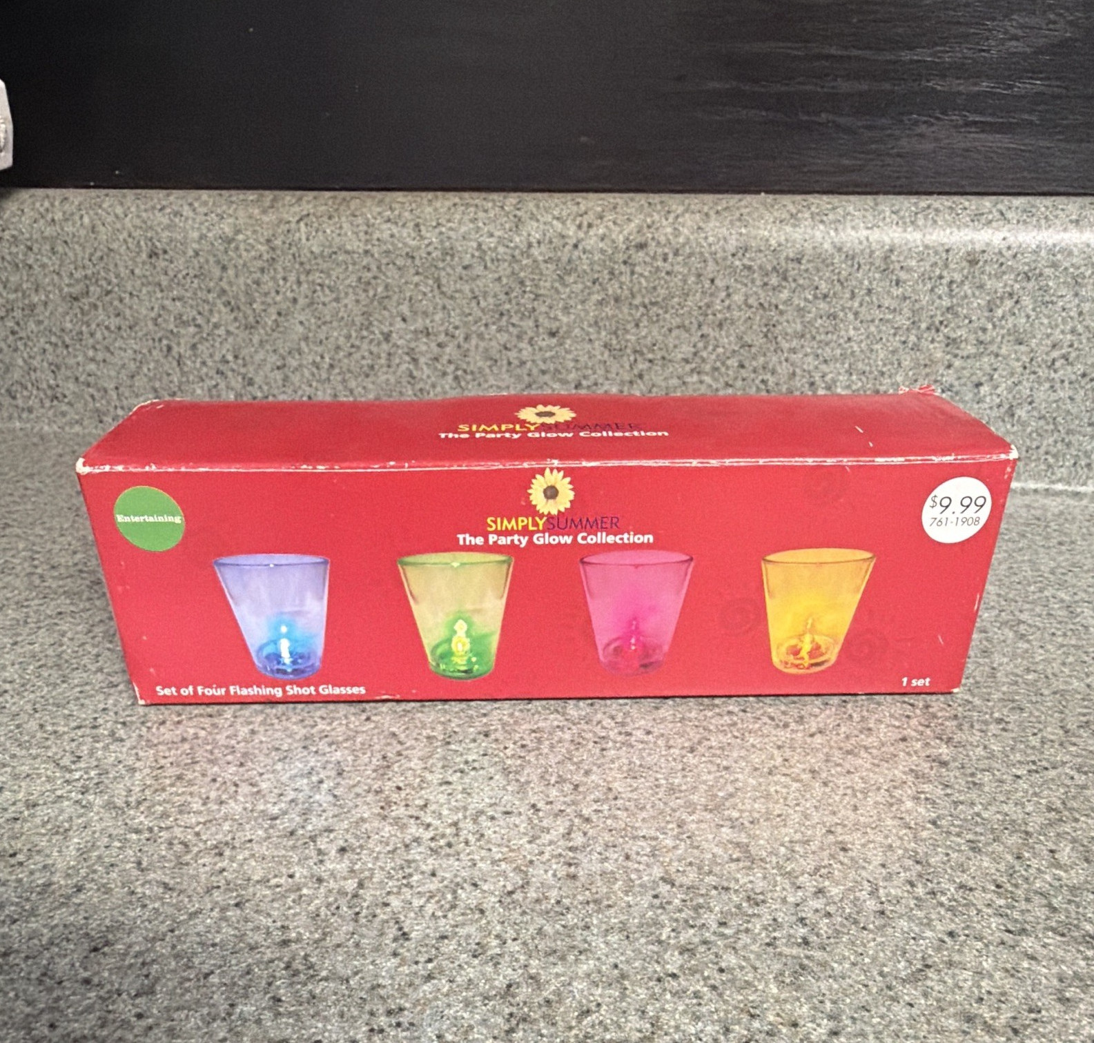 NEW Simply Summer Party Glow Collection 4pc Plastic Shot Glass Set