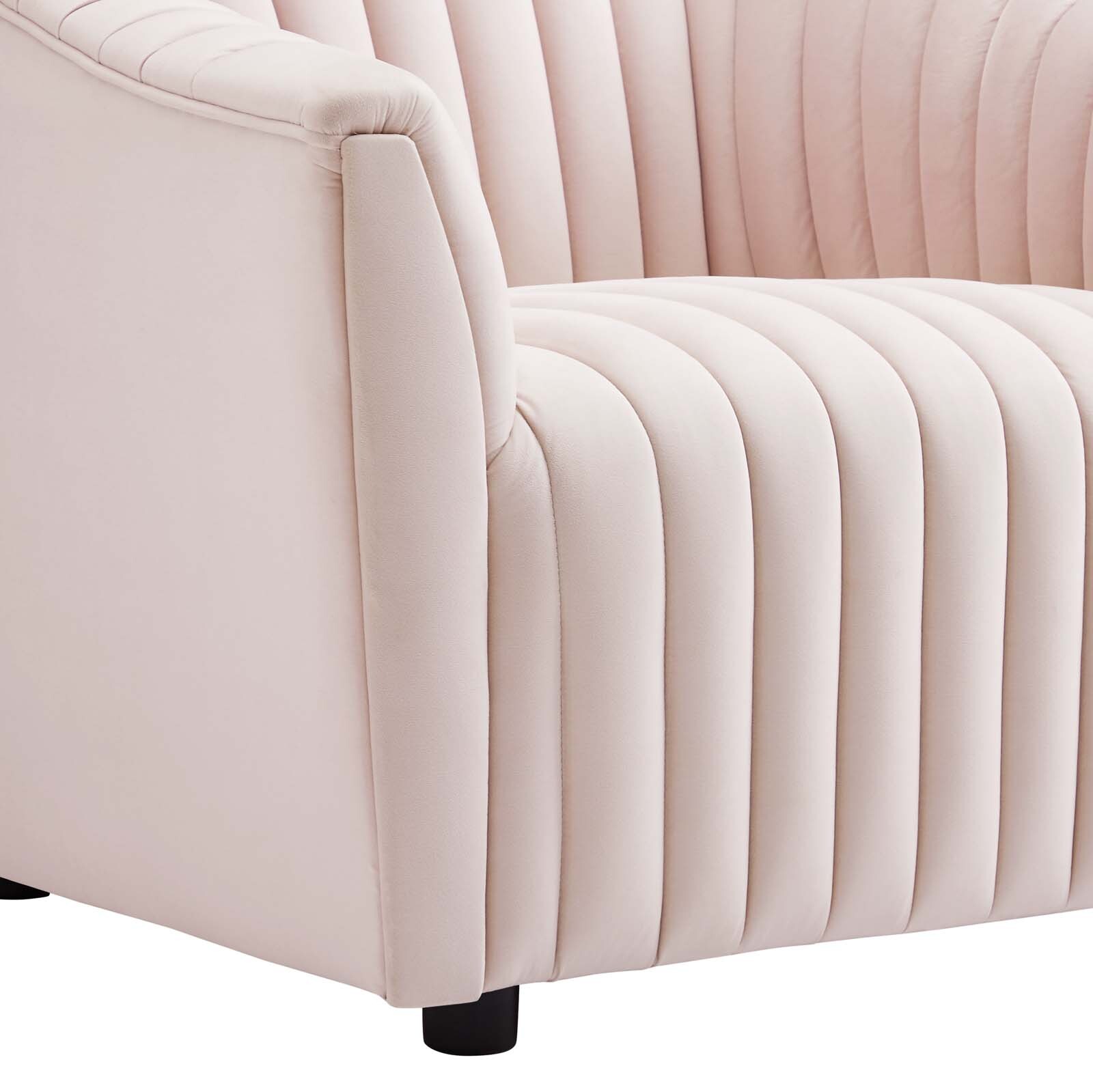 Modway Announce Channel Tufted Performance Velvet Armchair in Pink