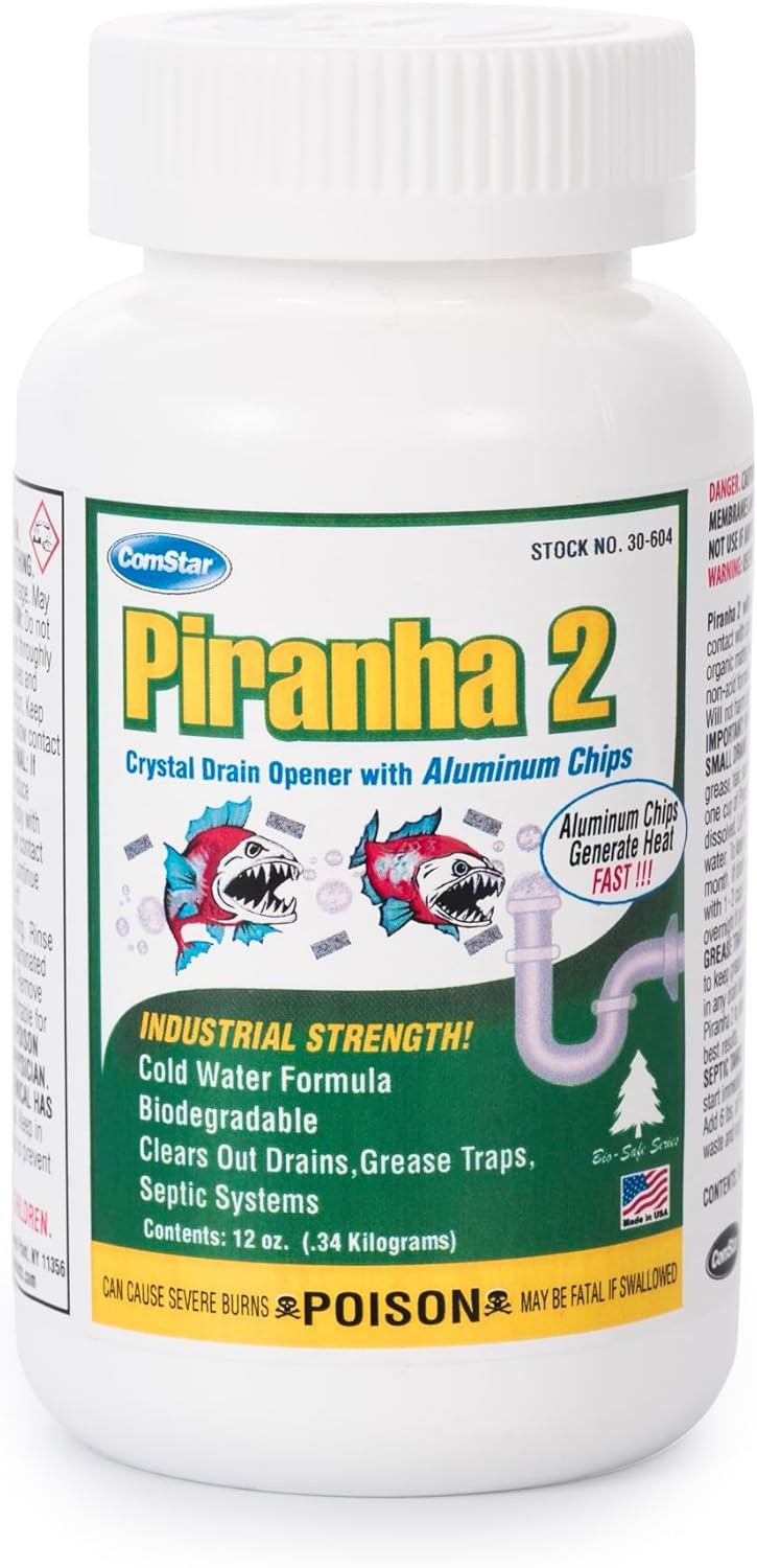 ComStar Piranha II 1 lb Industrial Drain Opener Dissolves Grease & Hair