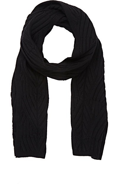 NEW $240 Theory Cable-Knit Scarf Wool Black