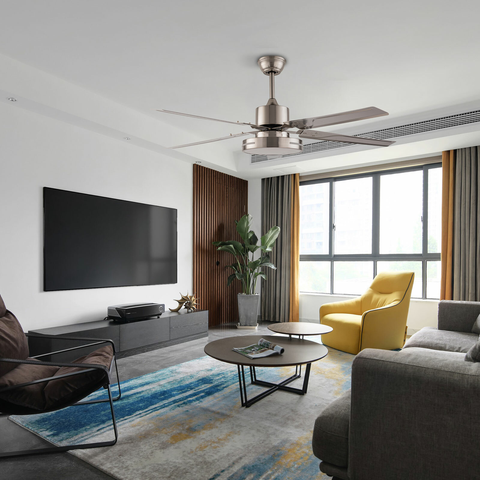 48" Modern LED Ceiling Light Ceiling Fan Lamp Chandelier 3-Speed with Remote 36W