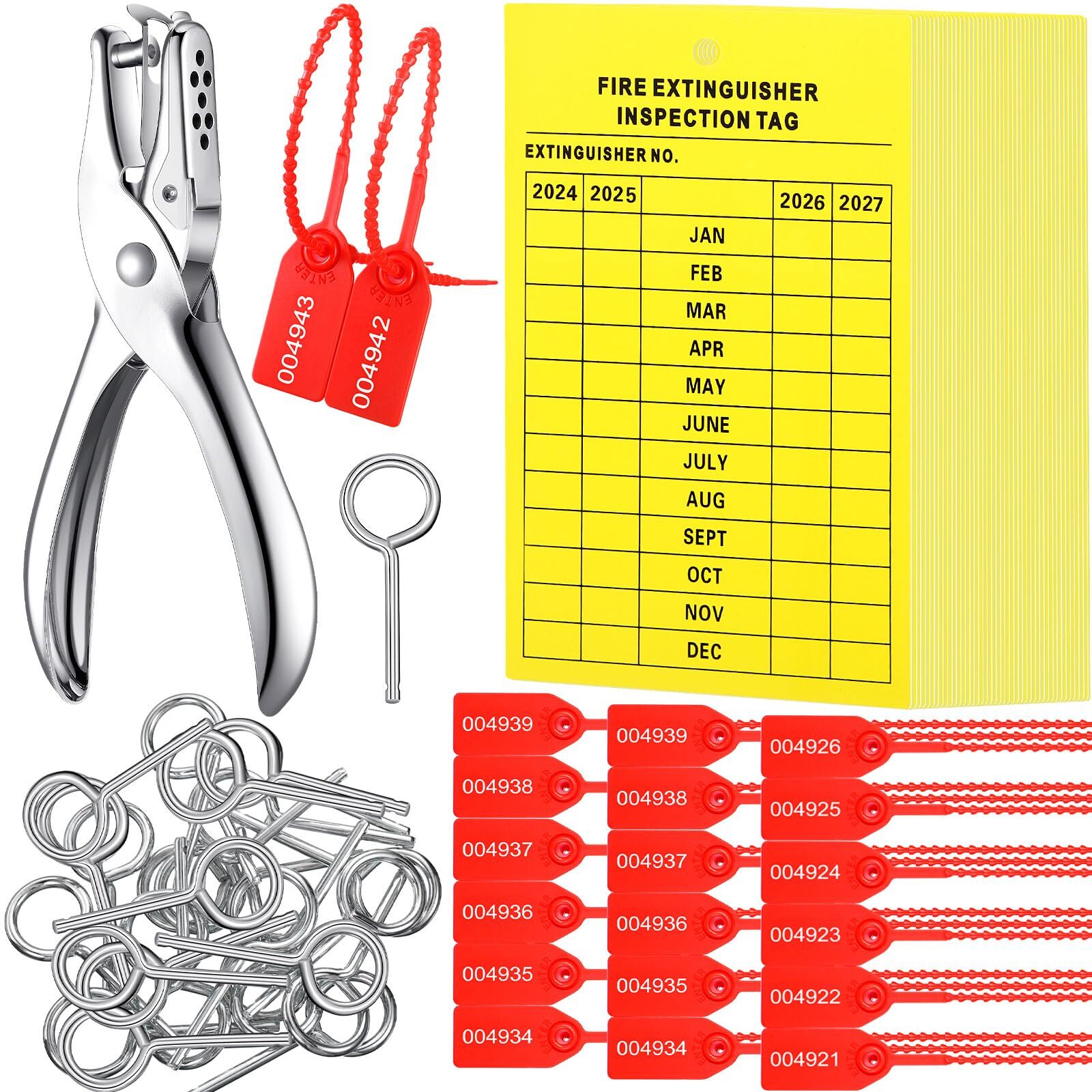 Monthly Fire Extinguisher Inspection Tags Set Including 2025-2027 Maintenance...