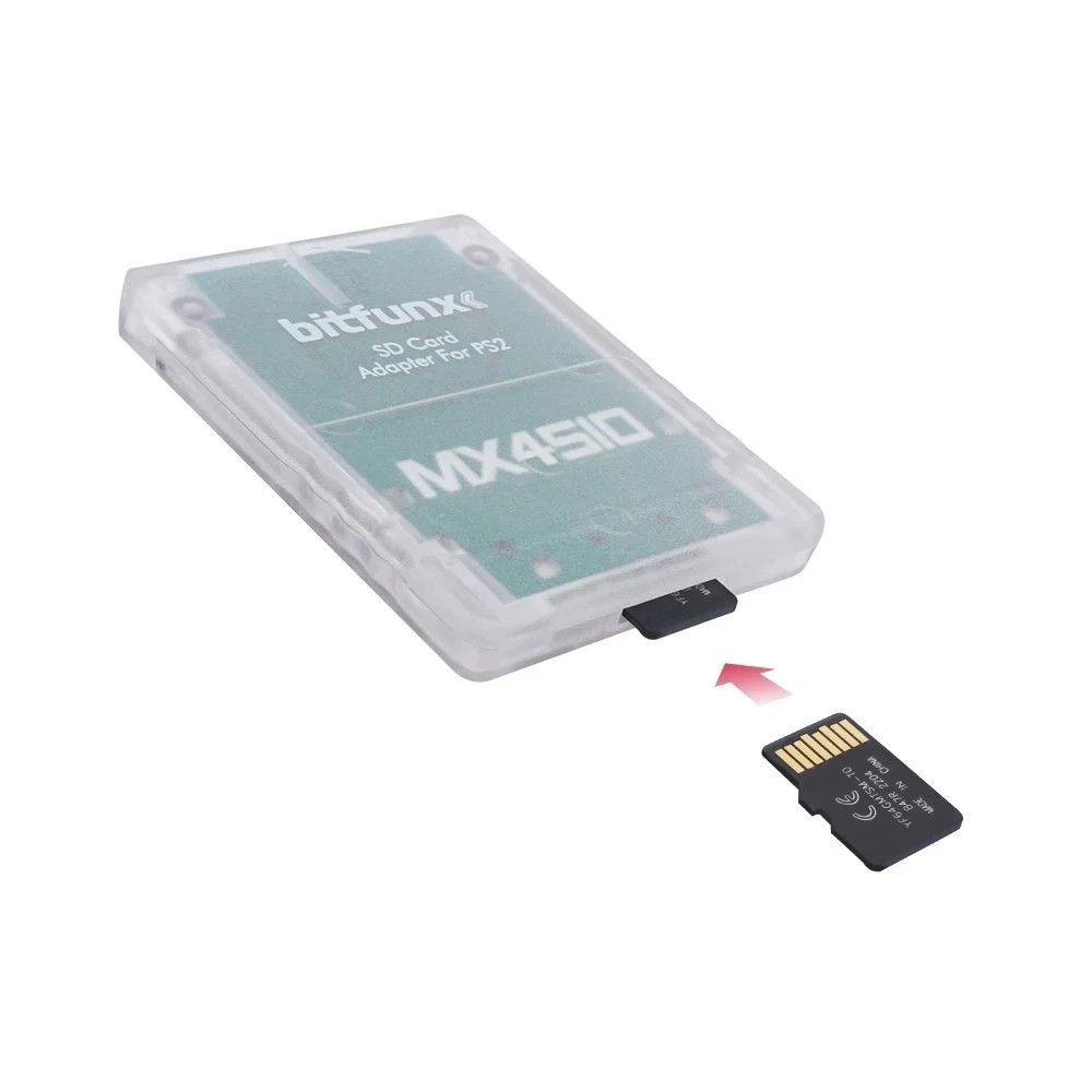 MX4SIO SD/MicroSD Adapter with Required 64MB Memory Card for PS2 Slim | Clear