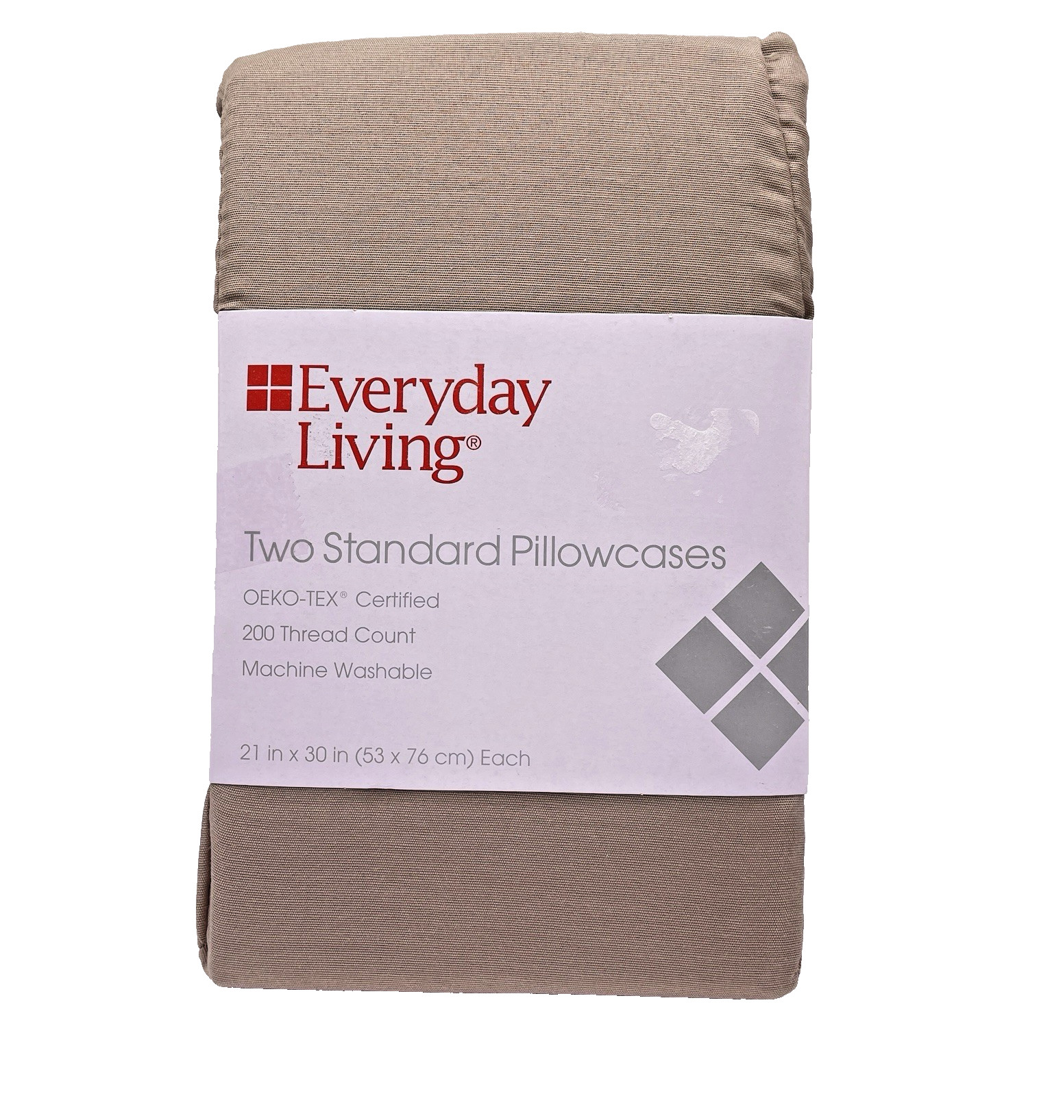 2 Standard Pillowcases by Everyday Living Set Cobblestone Color
