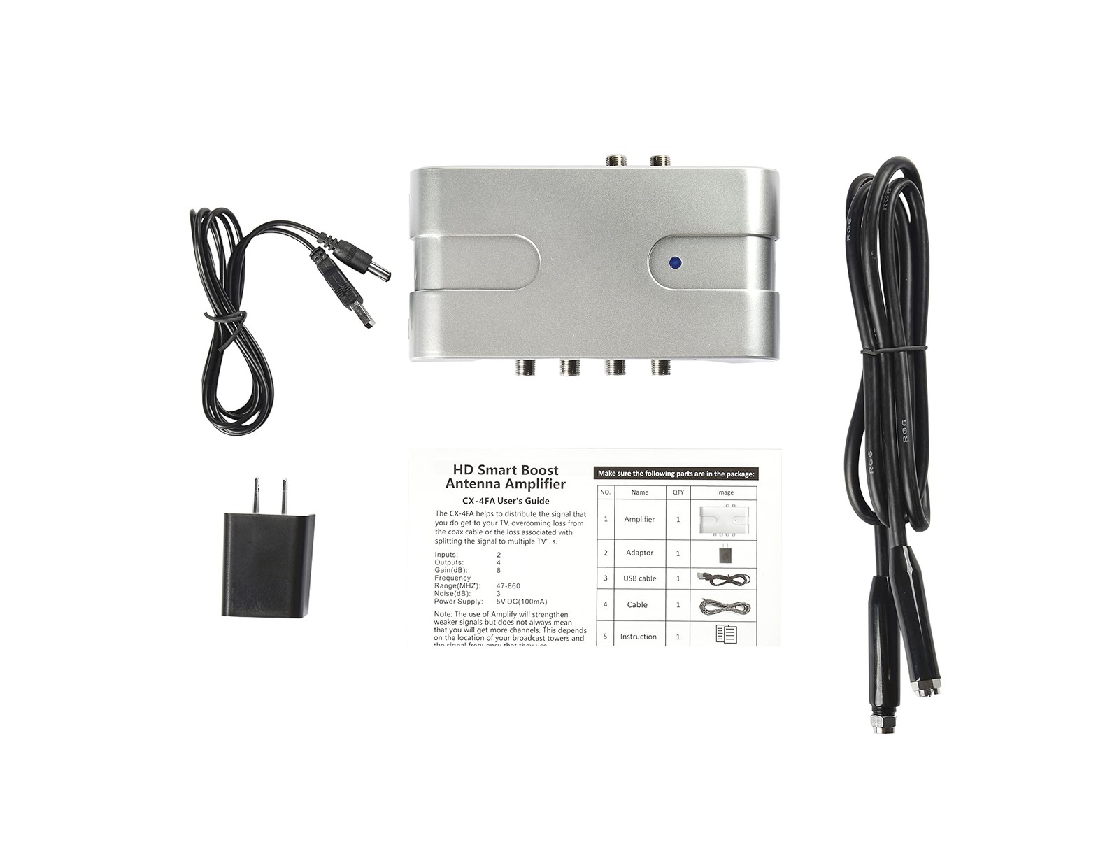 McDuory Amplifier with 4Way Splitter Clear Up/Amplify Pixial Low Strength Sig...