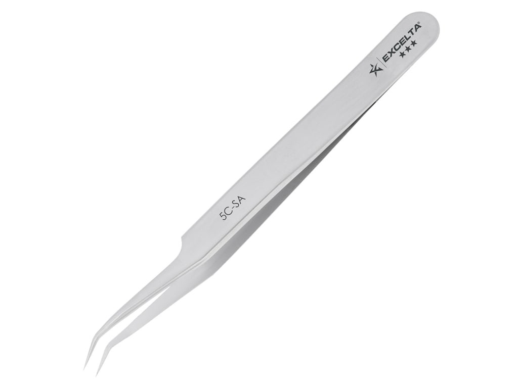 Excelta 5C-SA Tweezers, 3-Star, Angulated Ultra Fine Point, Anti-Mag. SS, 4.5'