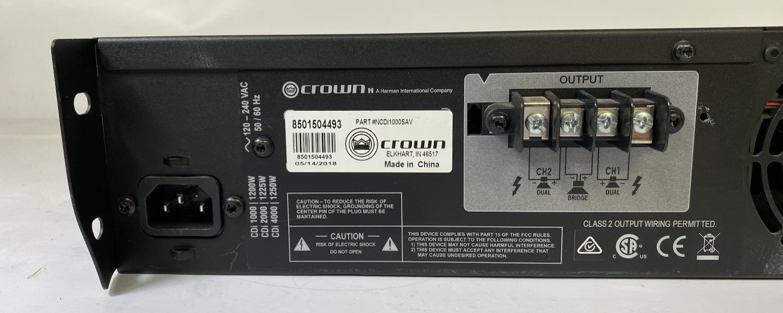Crown CDI1000 2-Channel Rack Mount Power Amplifier - SHOWN WORKING