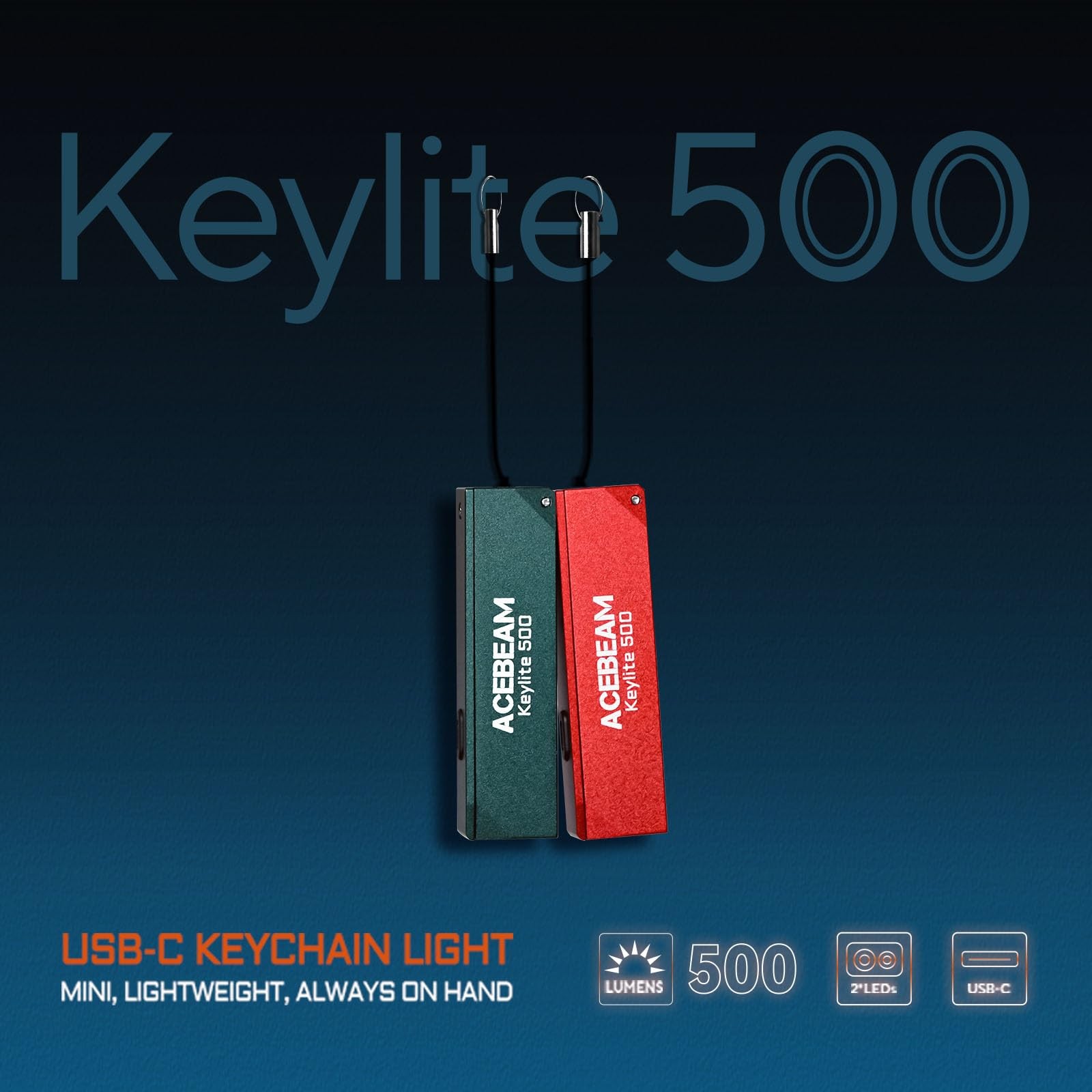 Keylite 500 High Lumens Keychain Flashlight Rechargeable, Ultra-Compact Flat ...