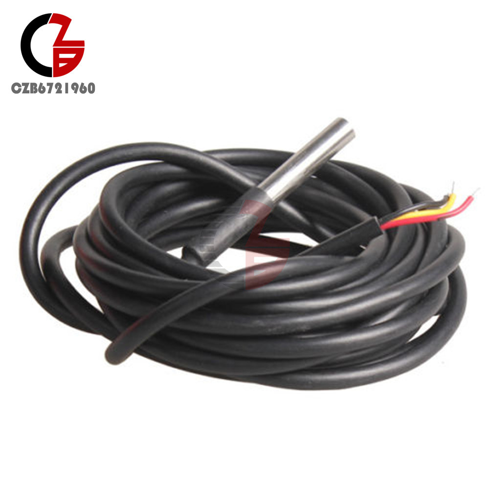 Waterproof DS18B20 Digital Temperature Humidity Sensor Probe Thermistor Cable 3M