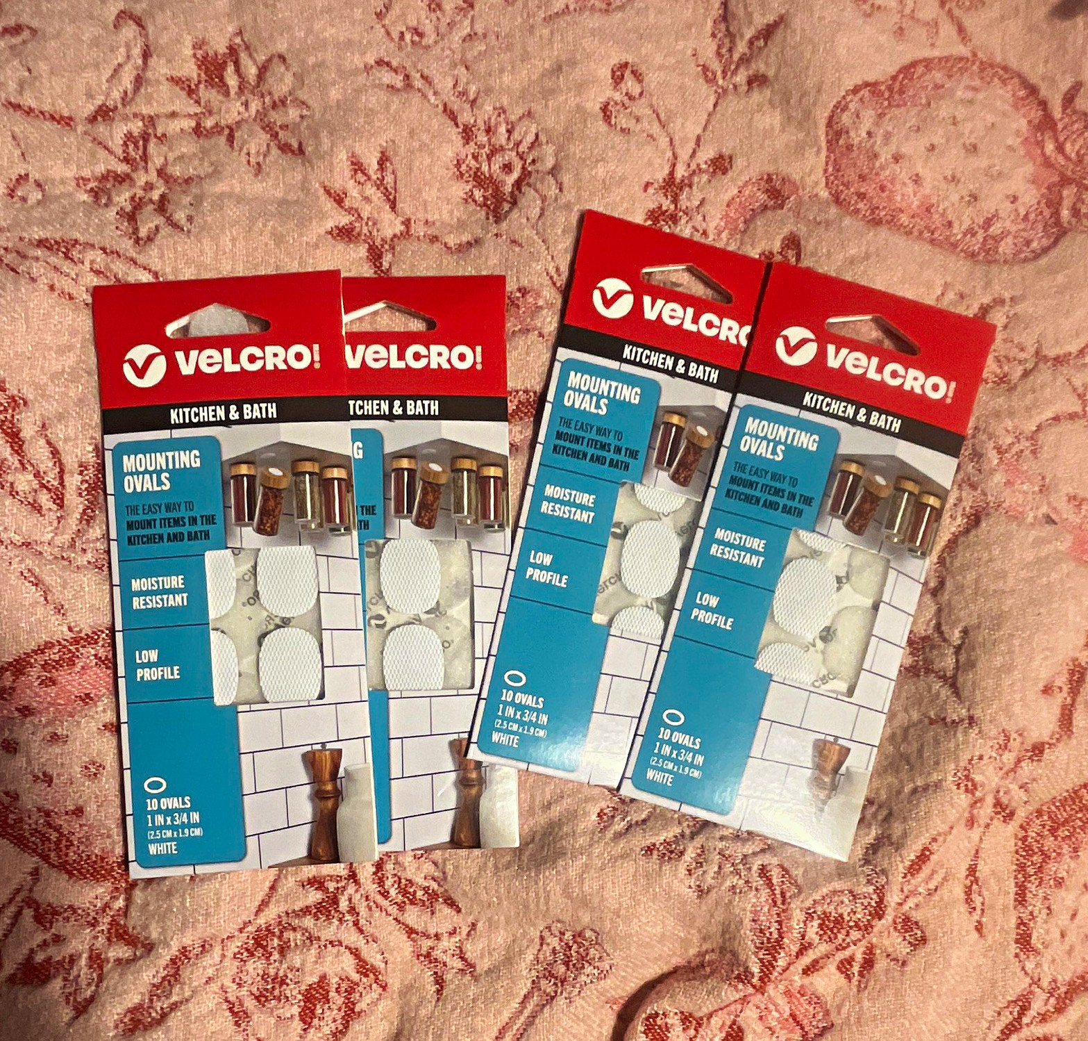 VELCRO Kitchen & Bath Mounting Ovals White 10Ct 1in x 3/4in Low Profile