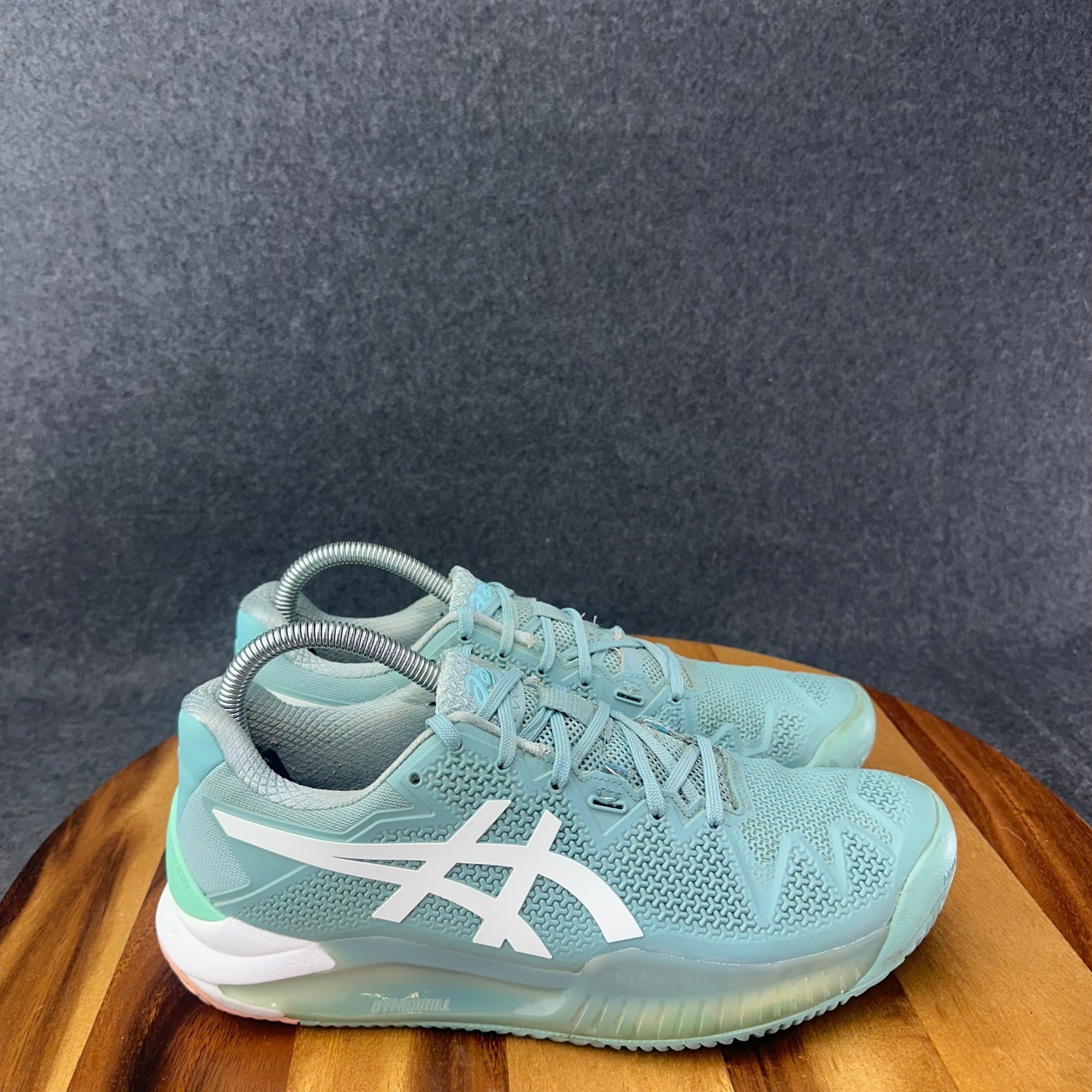 Asics Gel-Resolution 8 Clay Womens Tennis Shoes Green 1042A072 Sneakers Sz 8.5