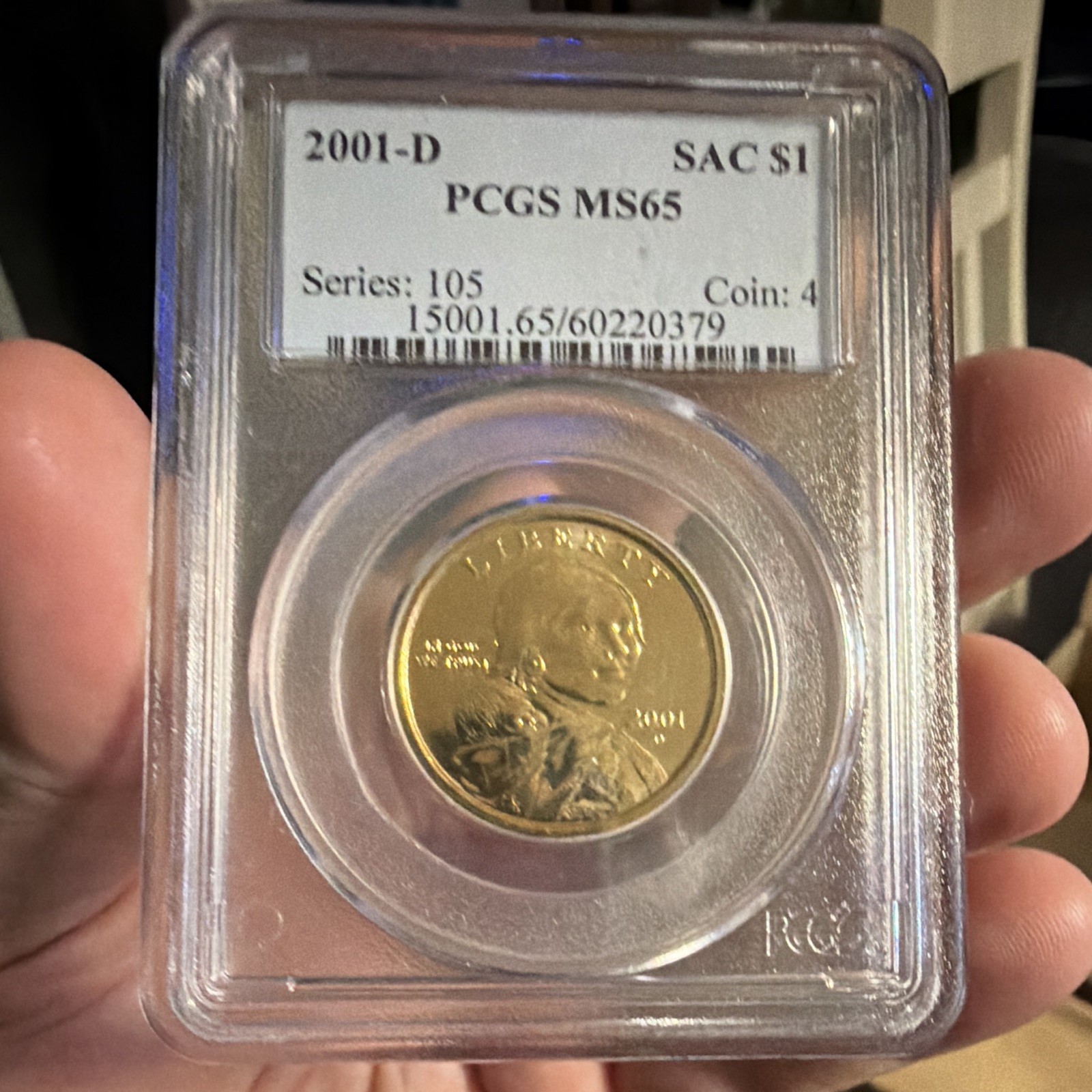 2001-D Denver Sacagawea Native American $1 PCGS MS65 Cert 1500165/60220379