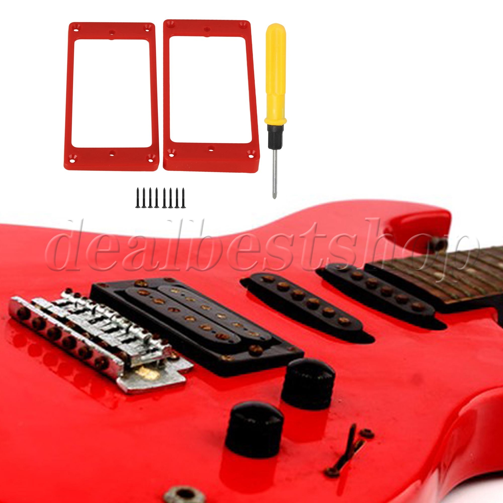 Red 90x45mm Guitar Pickup Frame Cover Plate Mounting Rings Pack of 2