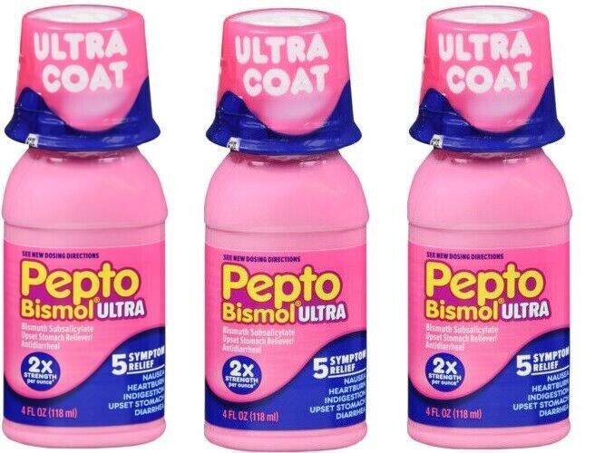 Pepto Bismol Ultra  Liquid original 4OZ : 3 packs
