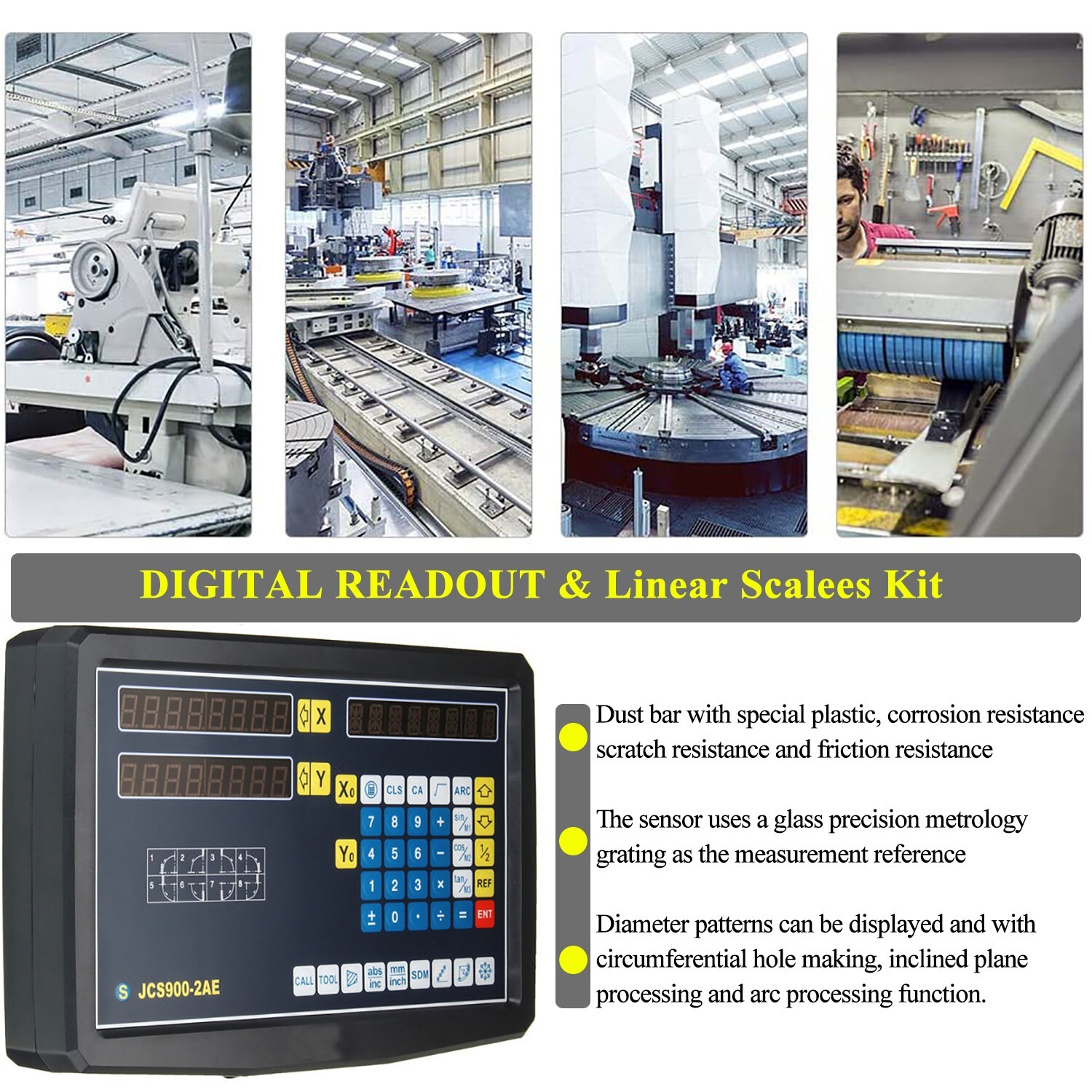 12" 36" Linear Scale Digital Readout 2Axis DRO Display Bridgeport 9X42 Table,US