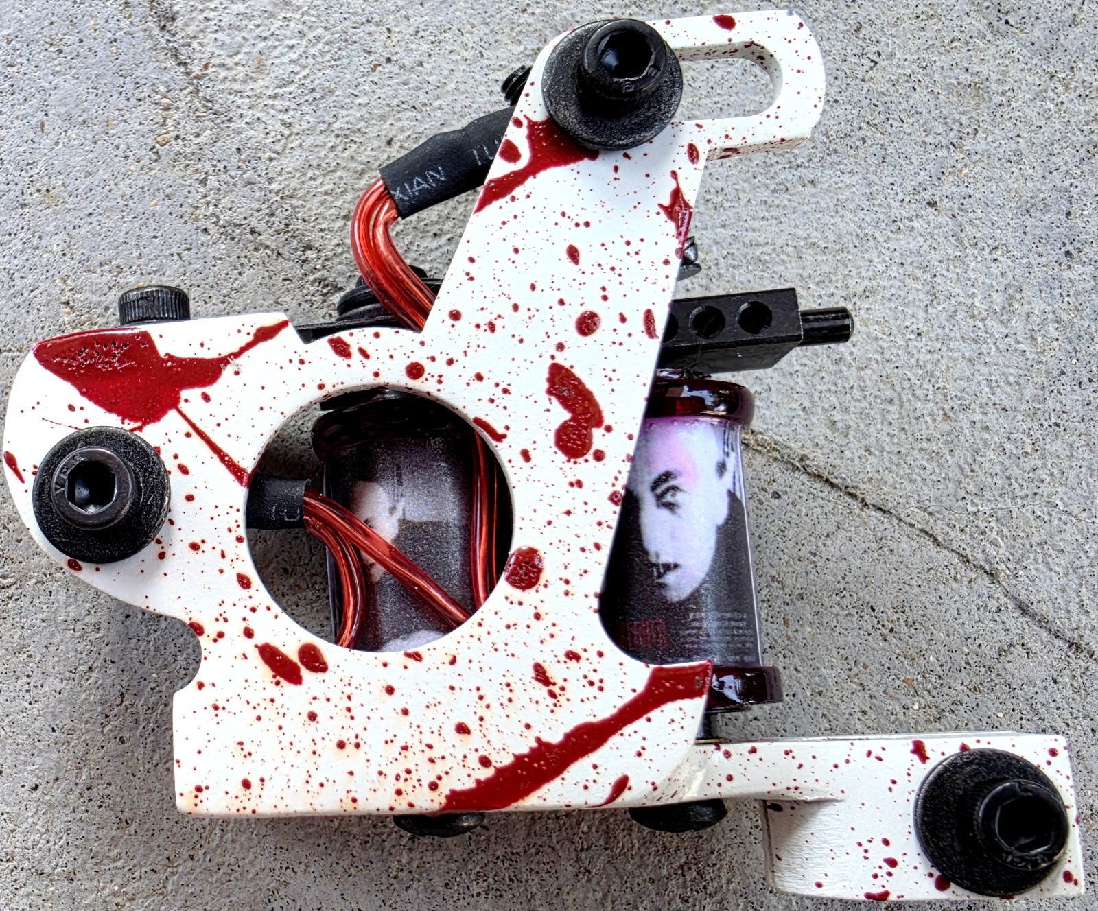 Blood Splatter Black Widow Liner Tattoo Machine Handmade Nosferatu Vampire Red