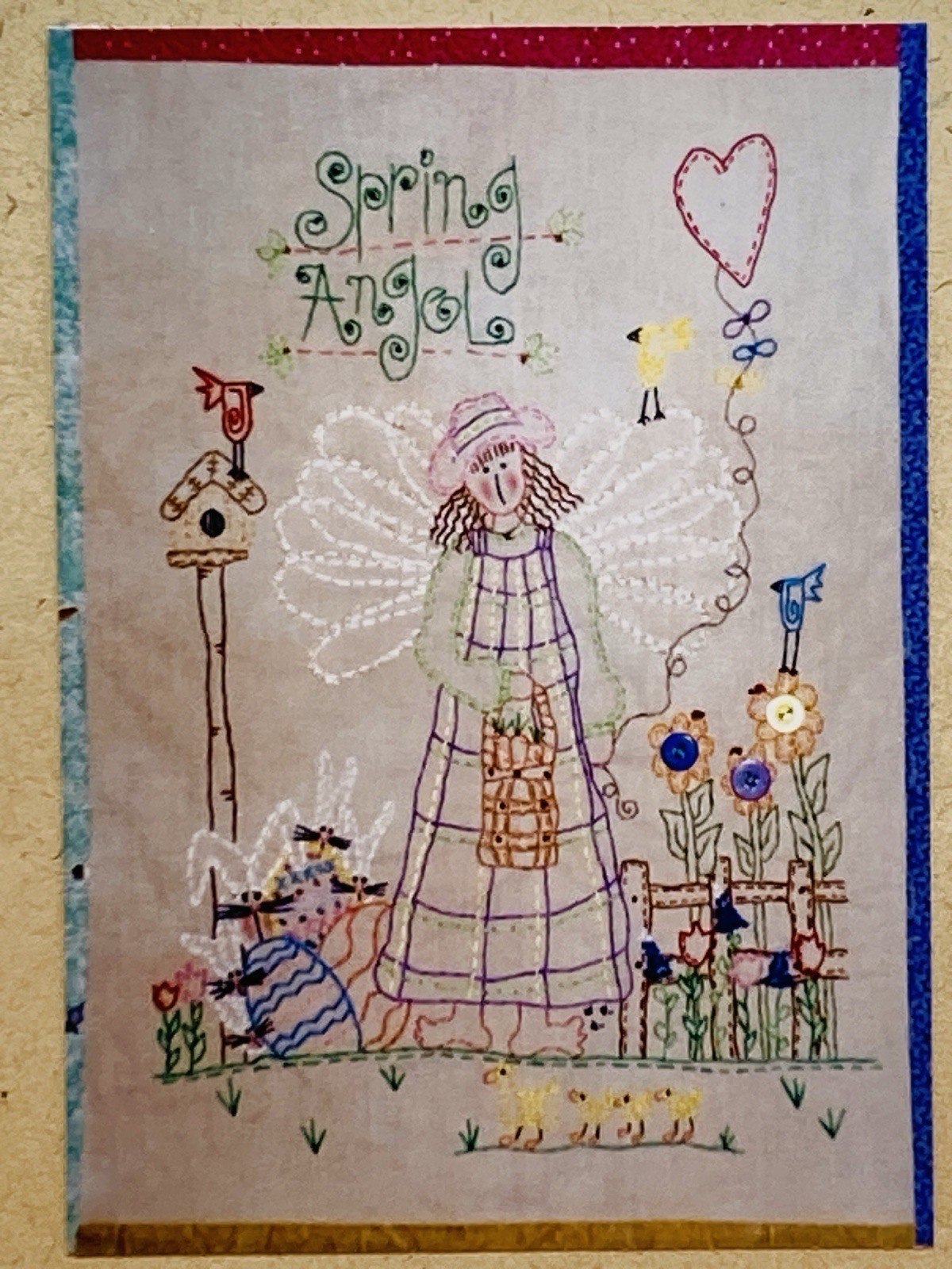 Spring Angel Creations by Sandy Primitive Embroidery Pattern Garden Bird House