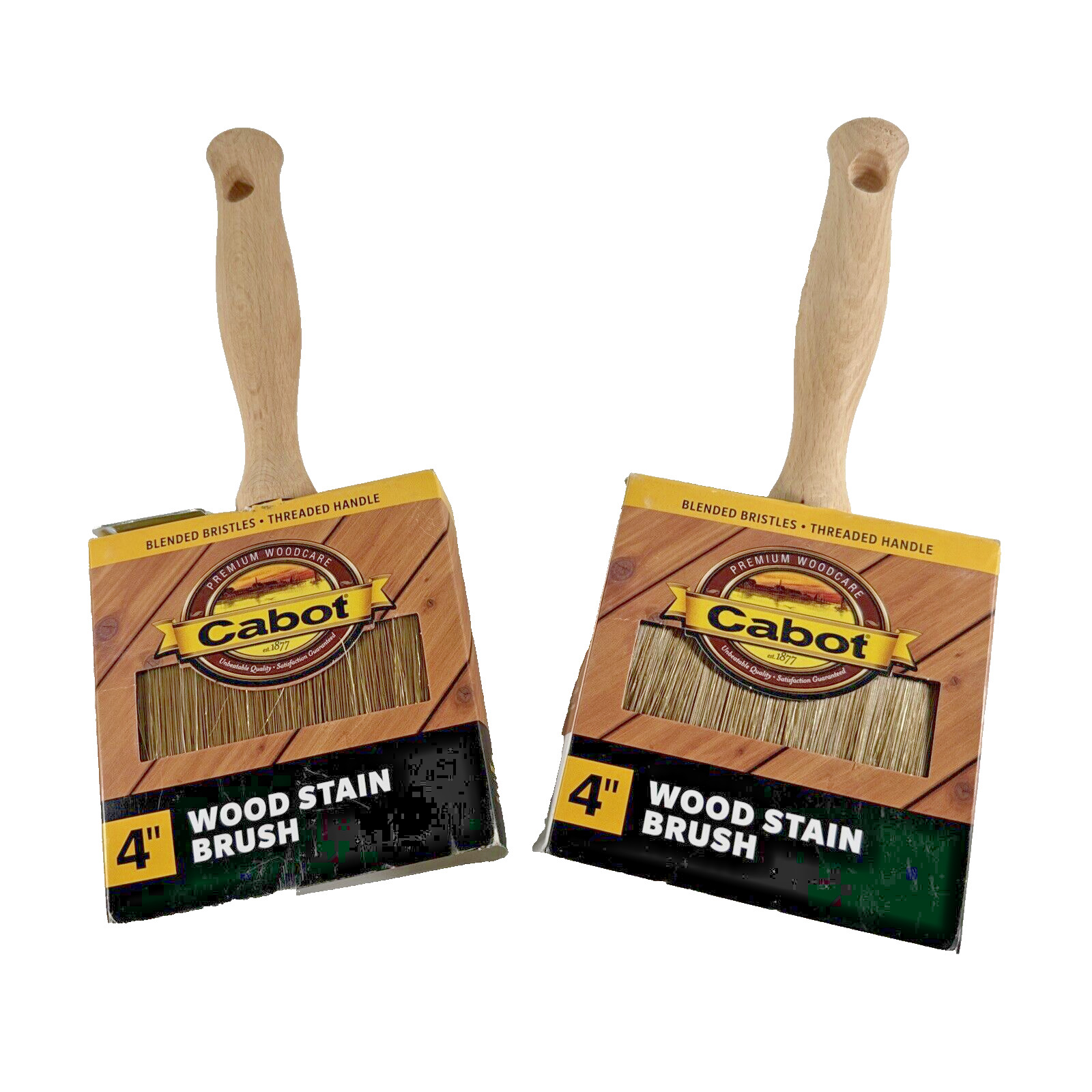 2x NEW OLD STOCK Cabot 4" Block Wood Handle Stain Brush
